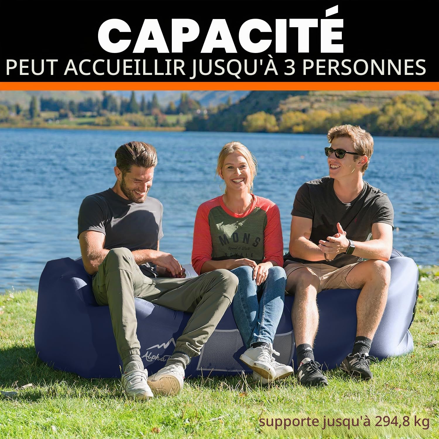 AlphaBeing Chaise Longue Gonflable, Accessoires de Chaise de Plage, canapé Gonflable pour Camping, arrière-Cour, Bord de lac avec Sacs de Compression, pour Les Adultes