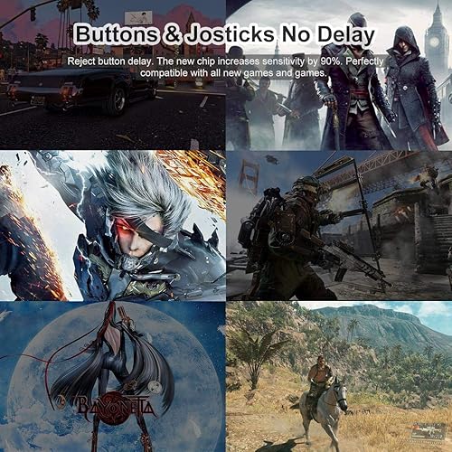 Miniatura 7 de VOYEE Controlador inalámbrico con receptor compatible con Microsoft Xbox 360SlimWindows 111087 con joystick mejoradochoque dual negro