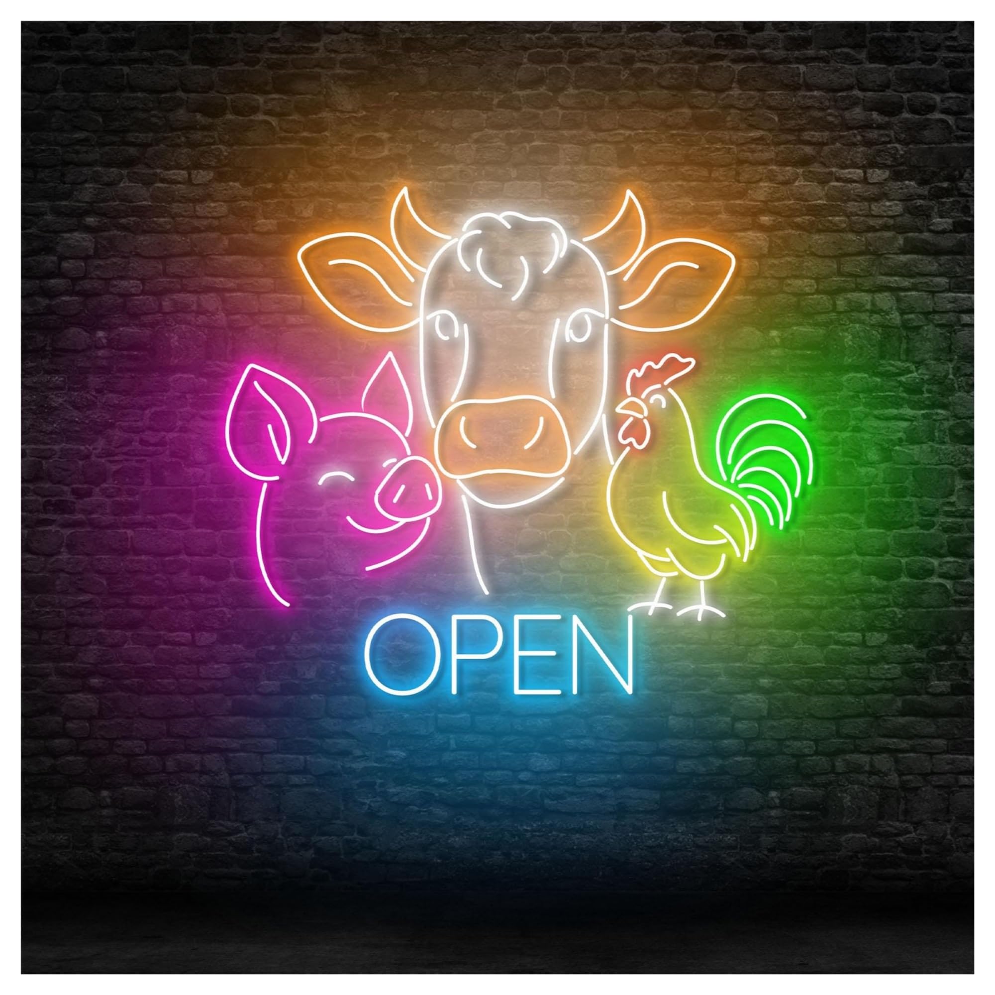 RONGCH Hanging Art Neon Signs Open Neon Sign, Suitable for Butcher Shop Wall Decor with Dimmable 50cm