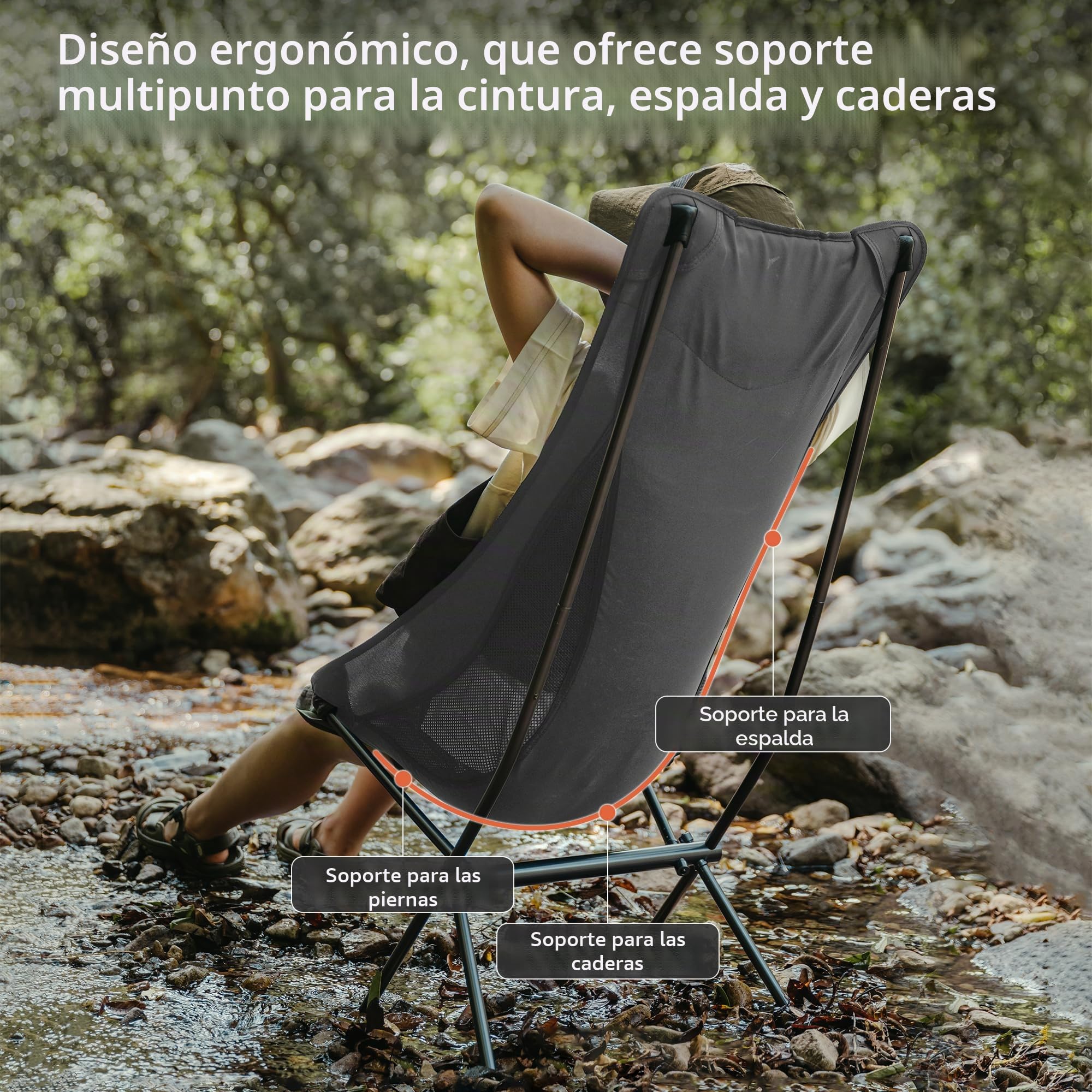 Naturehike Silla de Camping Plegable portátil Ultraligera con Bolsa de Transporte, Silla de Pesca Ligera, desmontaje rápido y Montaje, para Camping, pícnic al Aire Libre