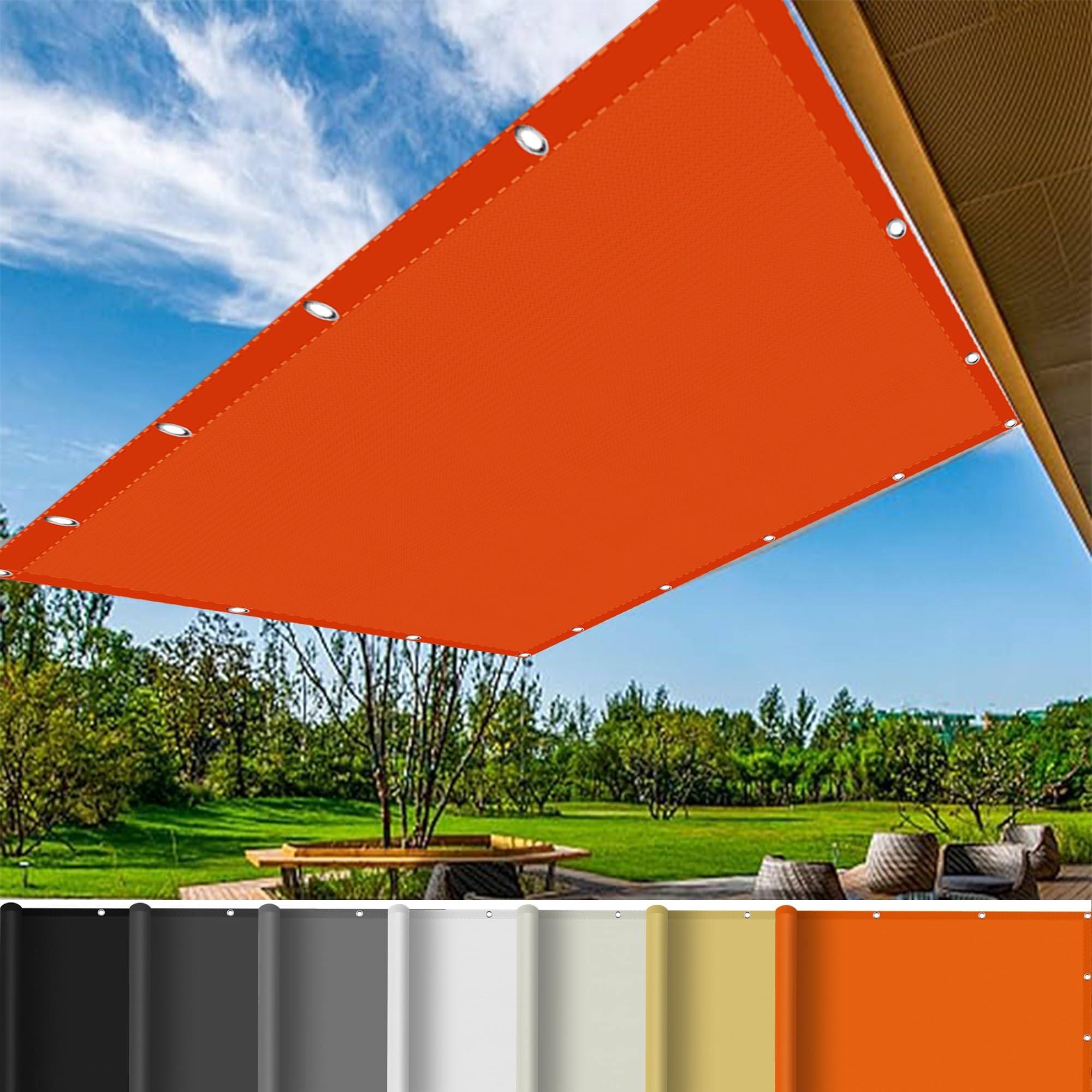 Toile ombrage imperméable balcon 1.4x2.8 m rideau pare-soleil orange avec oeillet