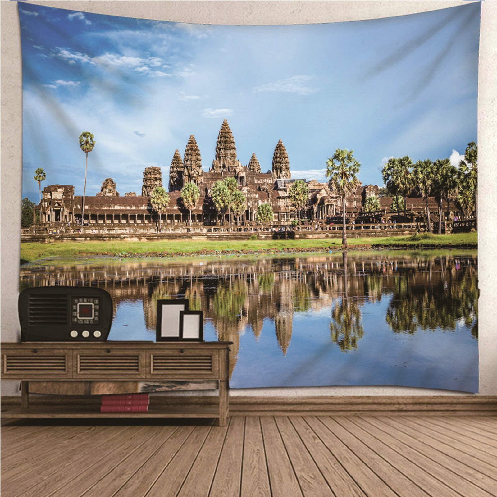 Tapiz de pared de poliéster con colorido reflejo de Angkor en 150x130cm