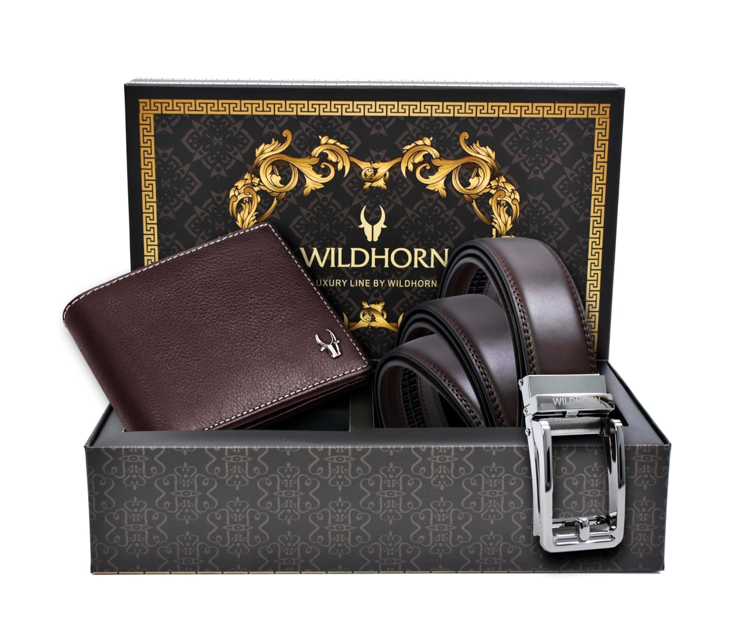 Premium Leather Wallet & Premium Auto Lock Belt for Men | Combo Gift Set for Men | Ideal for Birthday, Anniversary & Festive Gifting (Brown)