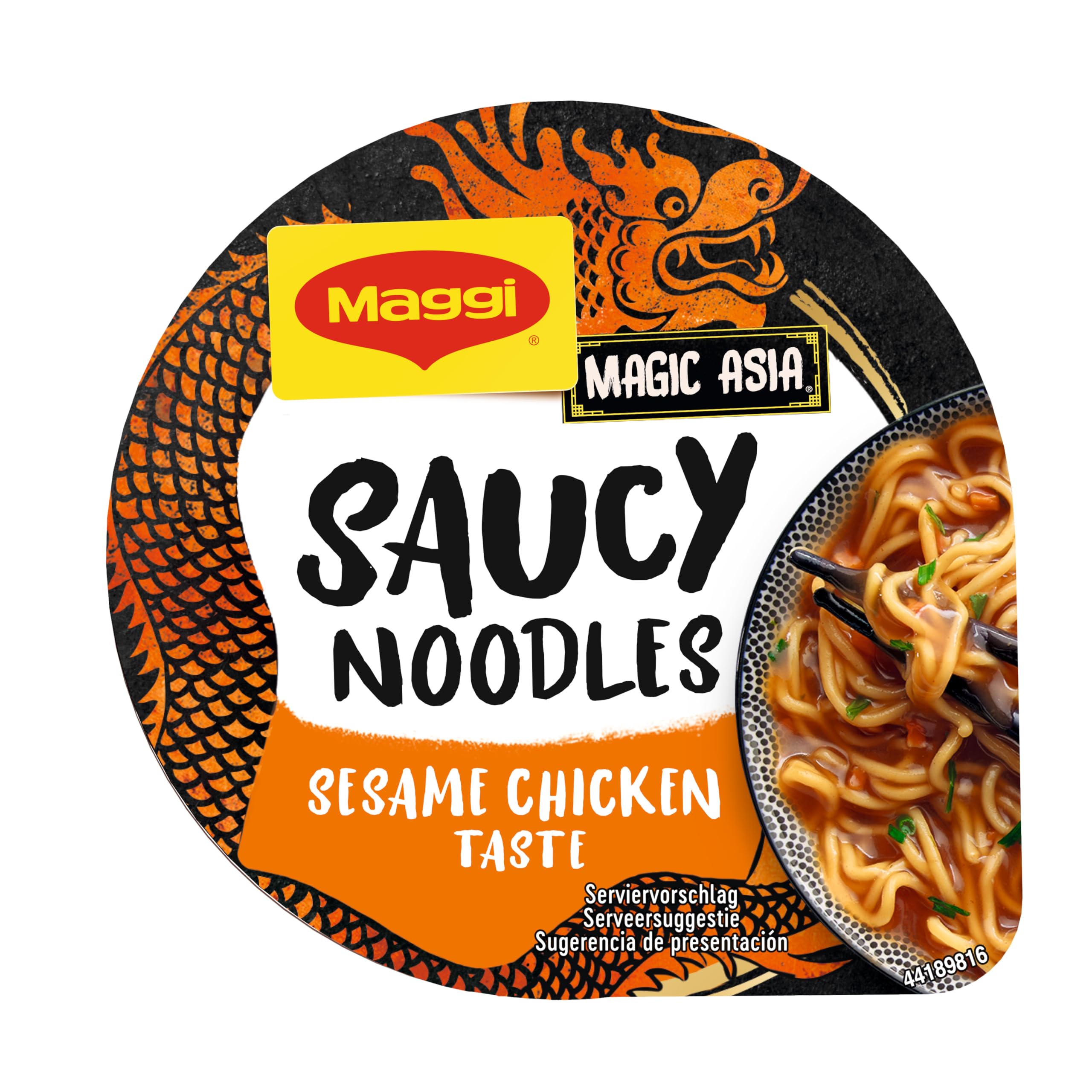 MAGGI Saucy Noodles Fideos instantáneos sabor Pollo y Sésamo - Vaso 8x75 g
