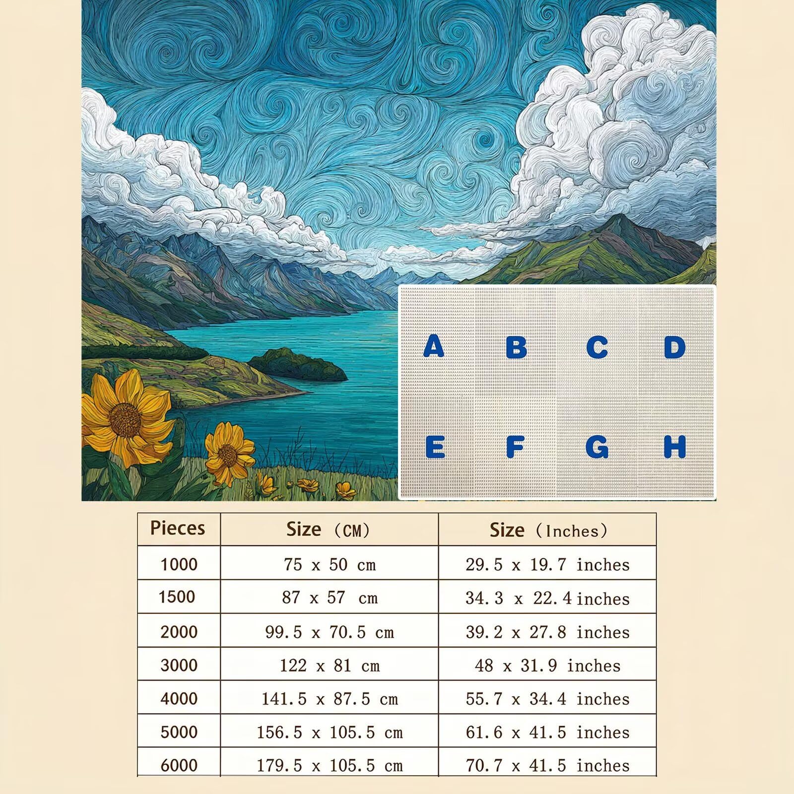 lago paesaggio-3 Puzzle 1000 Pezzi per Adulti, Puzzle in Legno - Collezione Classica con Poster Incluso - Sfida di Concentrazione e Passatempo Antistress, Gioco per Famiglia, 75 x 50 cm f0-299