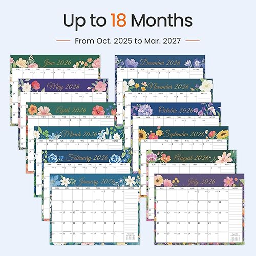 Vista 31 de SUNEE Calendario 2026 de pared de 18 meses, octubre de 2025 a marzo de 2027, calendario colgante grande de 12 x 17 pulgadas 2026 con notas, mes CUTE