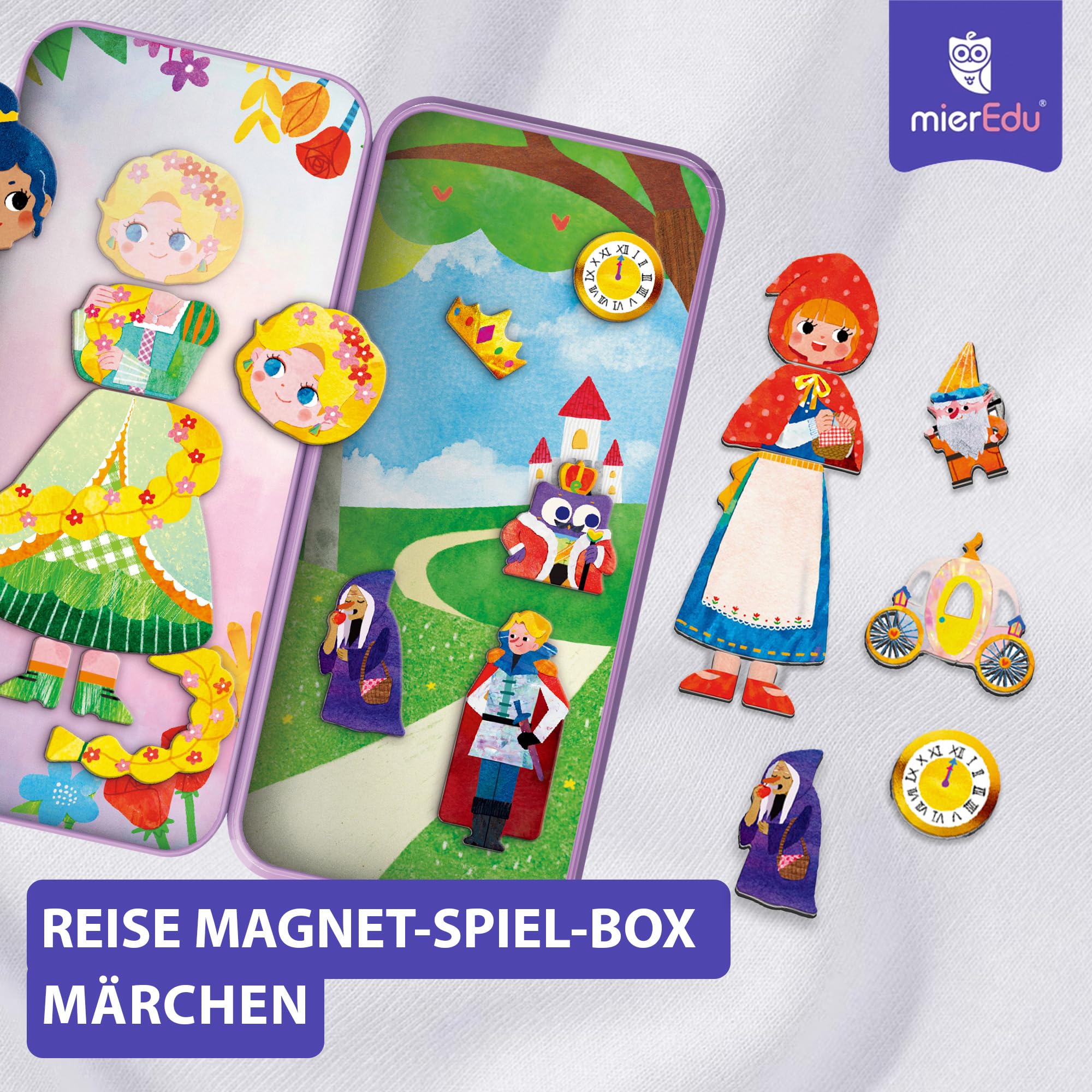 mierEdu Travel Magnetic Play Box Fairy Tales I Magnetic Game from 3 Years I Promotes Imagination & Concentration I Ideal Travel Game with 2 Scenes & 34 Magnets - Image 2