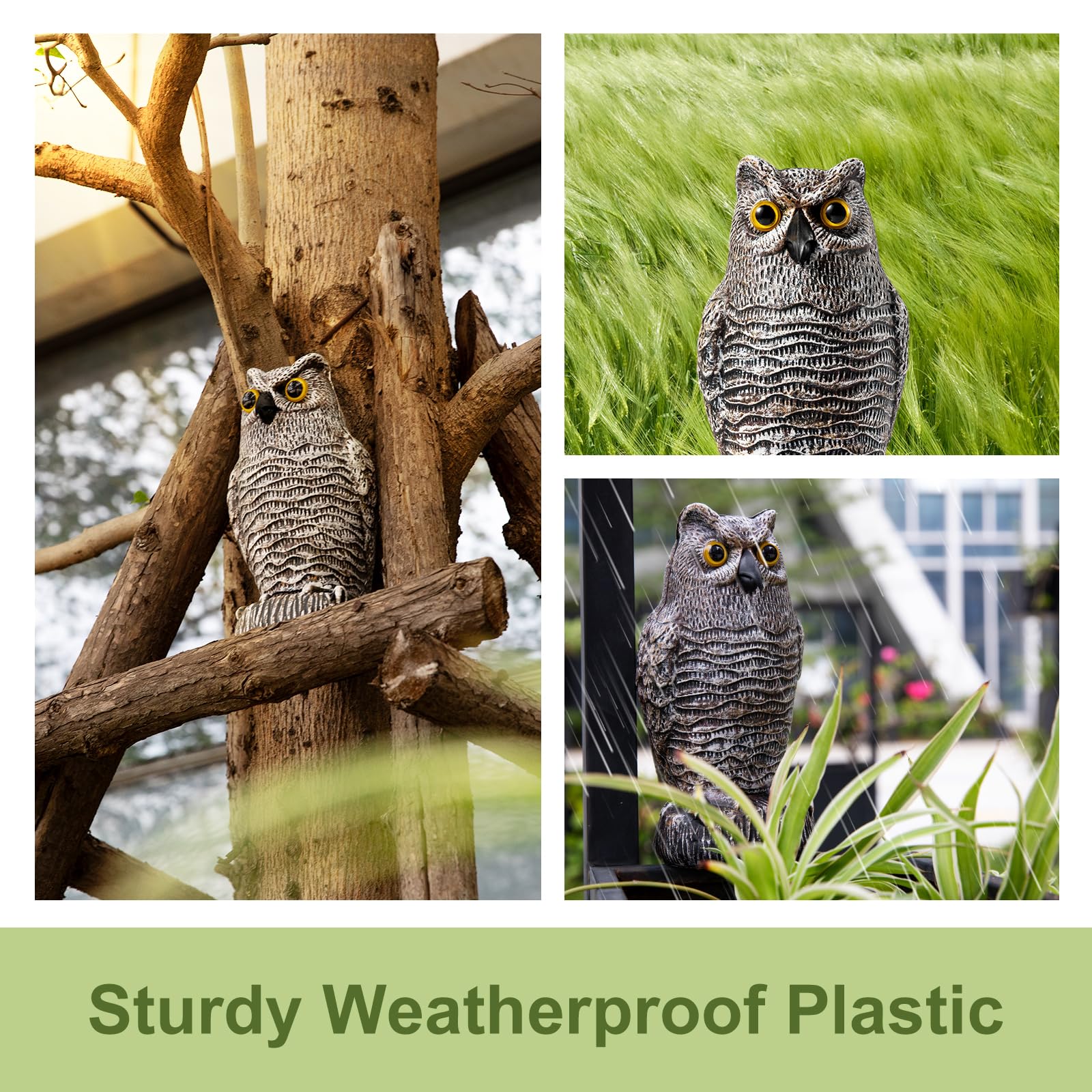 SMD35 Faux Leurre De Hibou Pour Effrayer Les Oiseaux Du Jardin, Tête Rotative à 360°, Dissuasion D'oiseaux, épouvantail à Oiseaux, Statue De Hibou Pour L'extérieur, Le Patio Et La Piscine