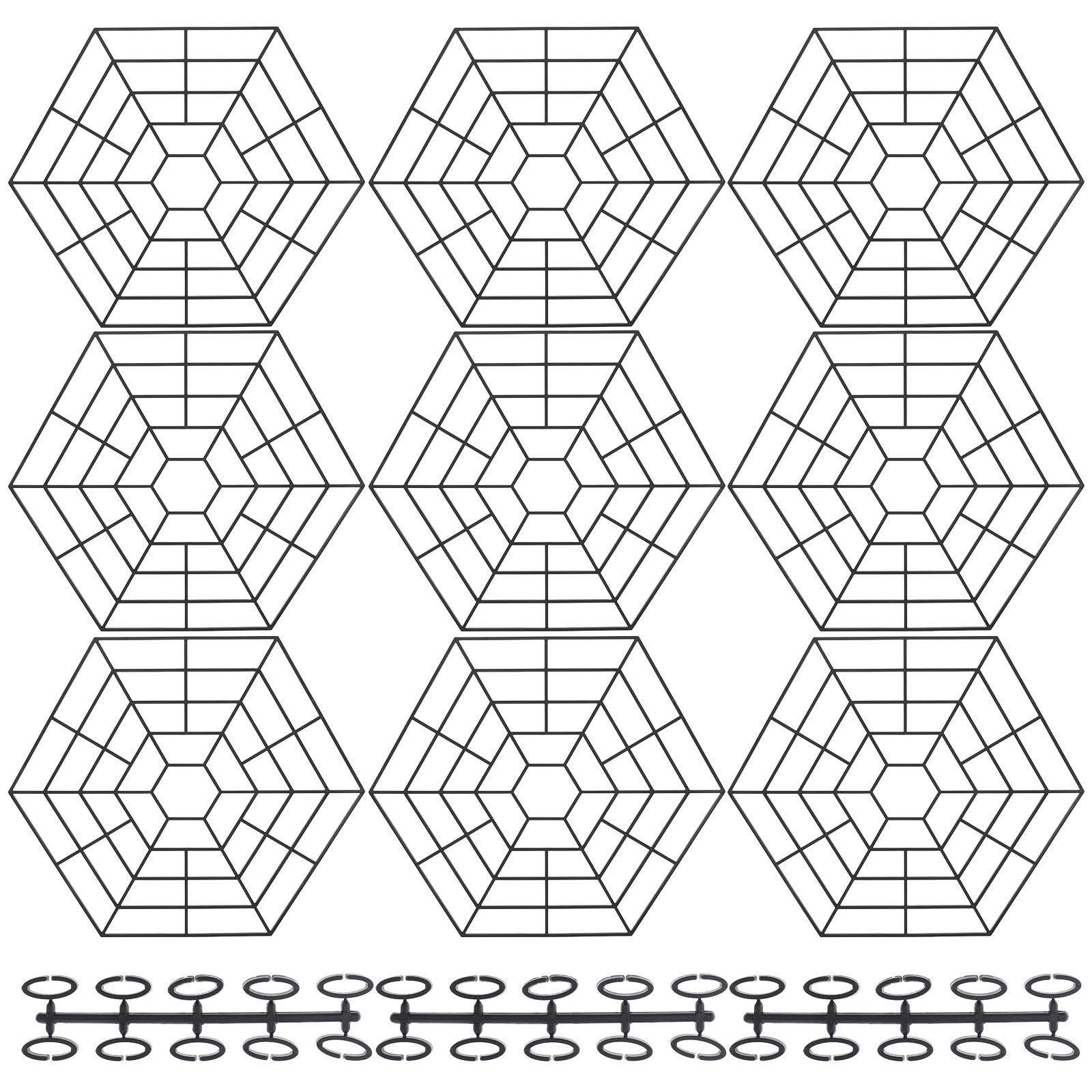 Red protectora para estanque de peces de 6 ángulos, protector modular negro, 10 piezas