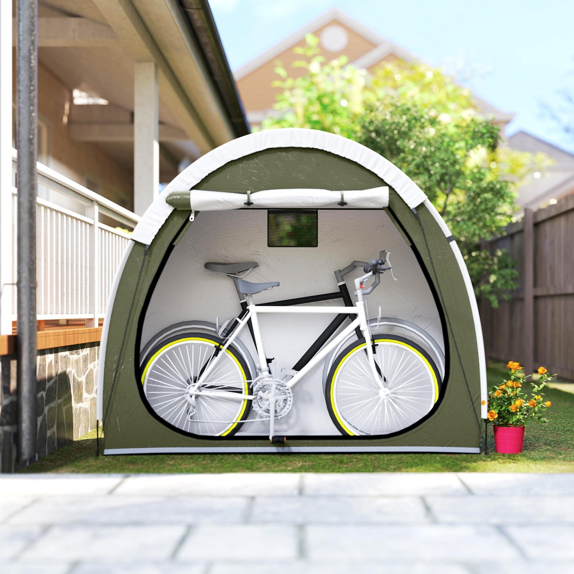 Outsunny Tenda da bicicletta 2 biciclette impermeabile Oxford 210D UPF50+ 200x80x170 cm