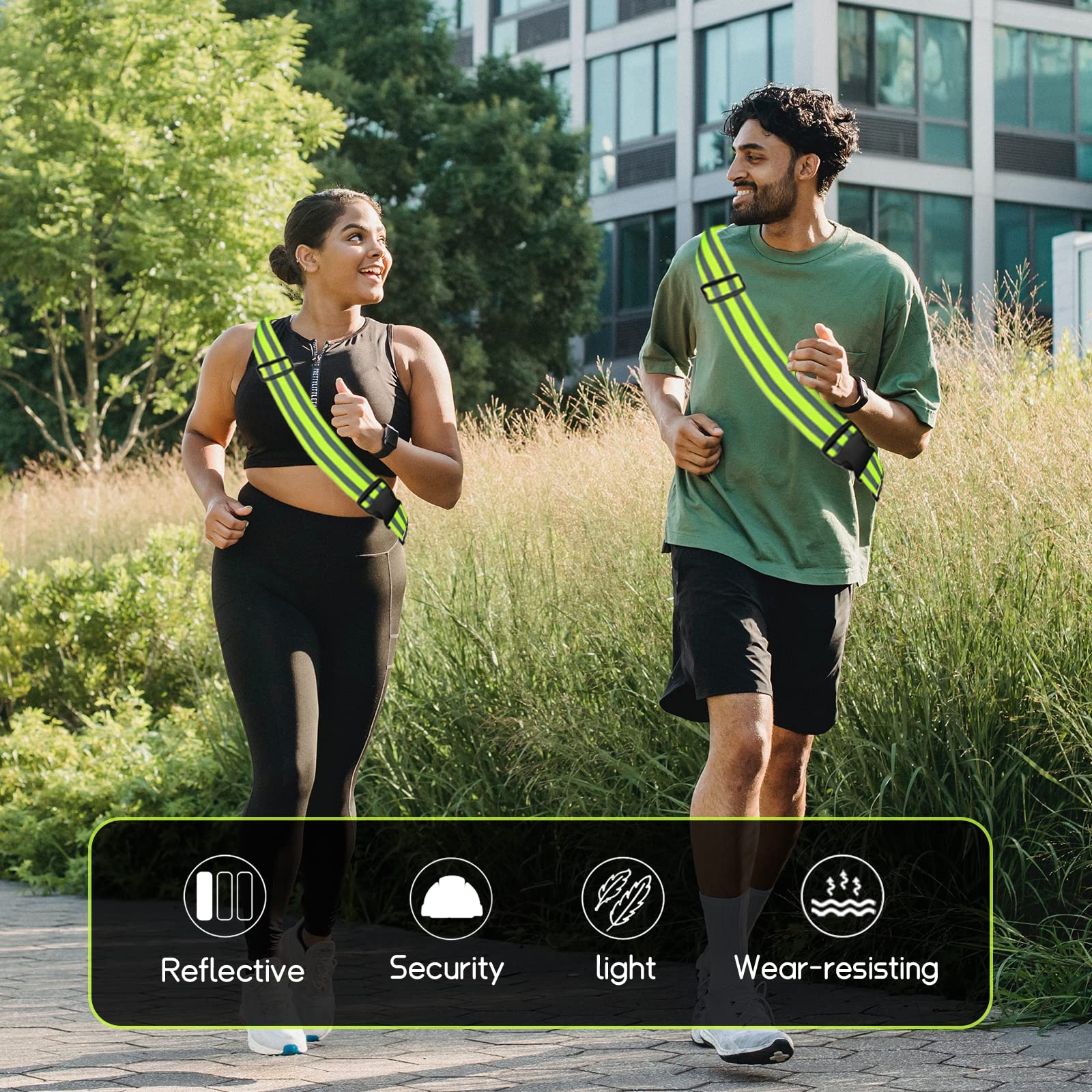 Set 3 Pezzi Cintura E Bande Riflettenti Per Corsa Notturna - Alta Visibilità - Foto 2