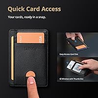 Vista 197 de Buffway - Billetera delgada minimalista de cuero con protección RFID para hombre y mujer Café Lichee