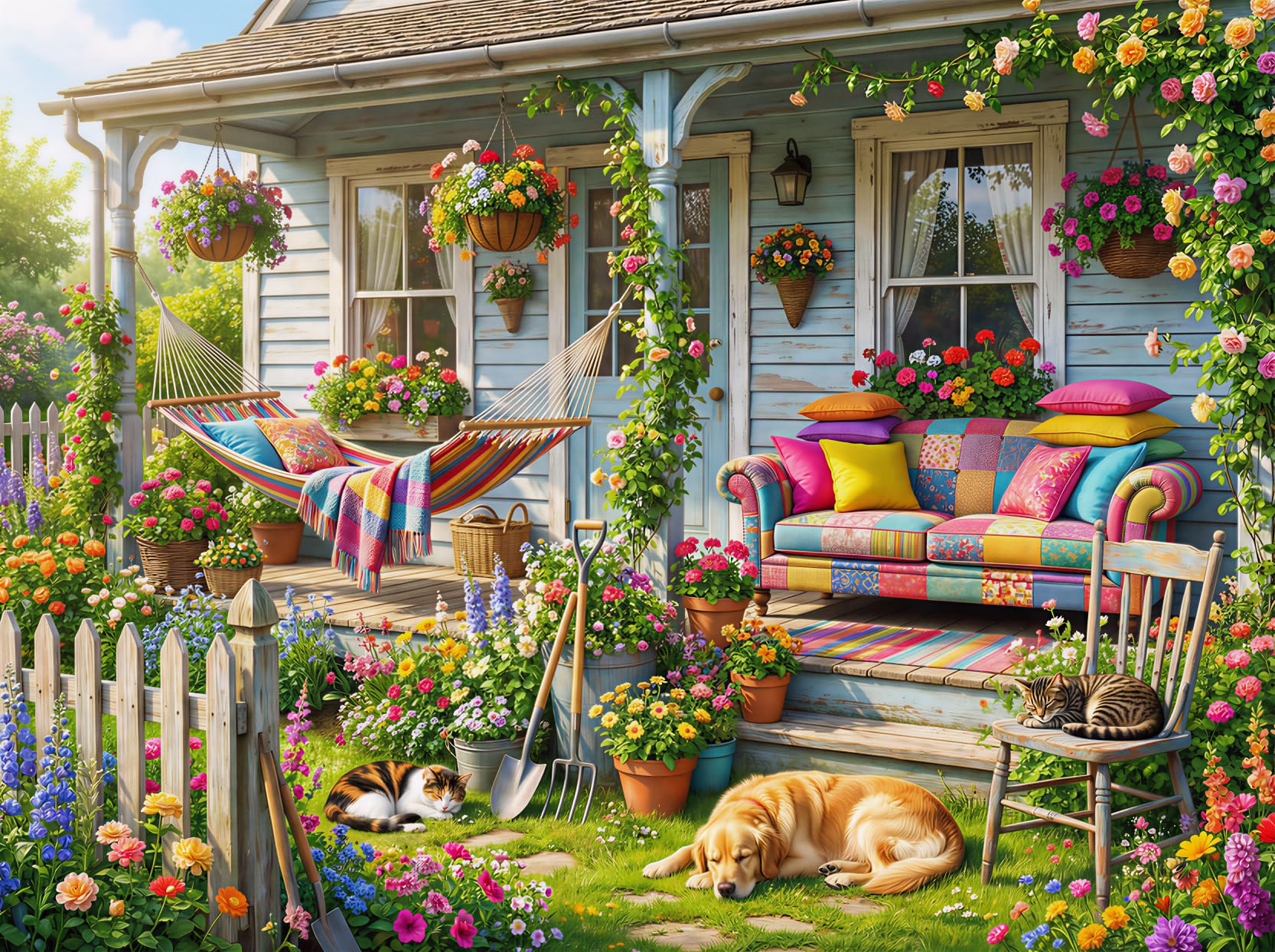 Nattork Jigsaw Puzzles 2000 Pieces for Adults Families Sunshine Garden Pieces