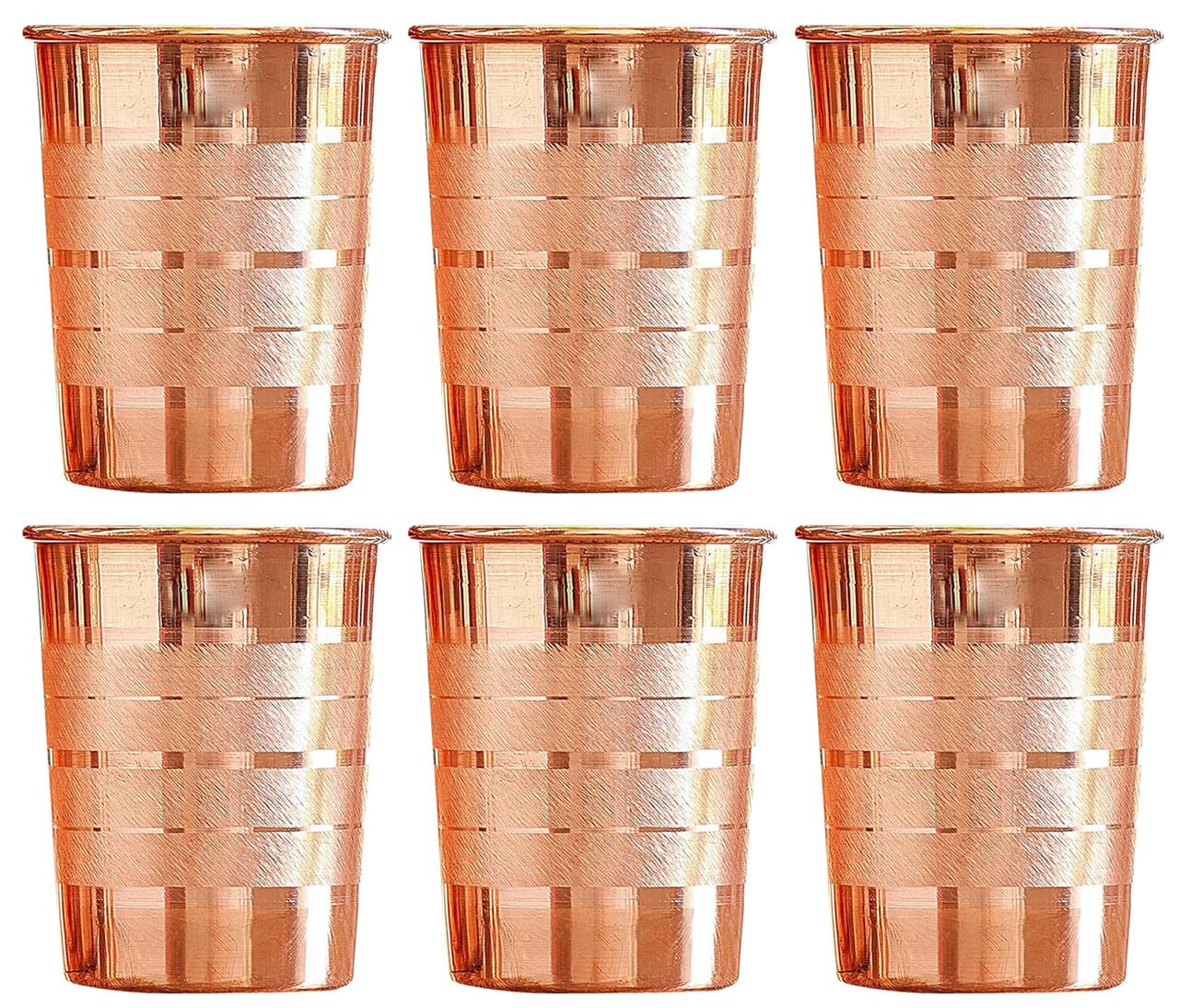 Verres à eau 100% cuivre ayurvédiques - Gobelets résistants (Lot de 6)