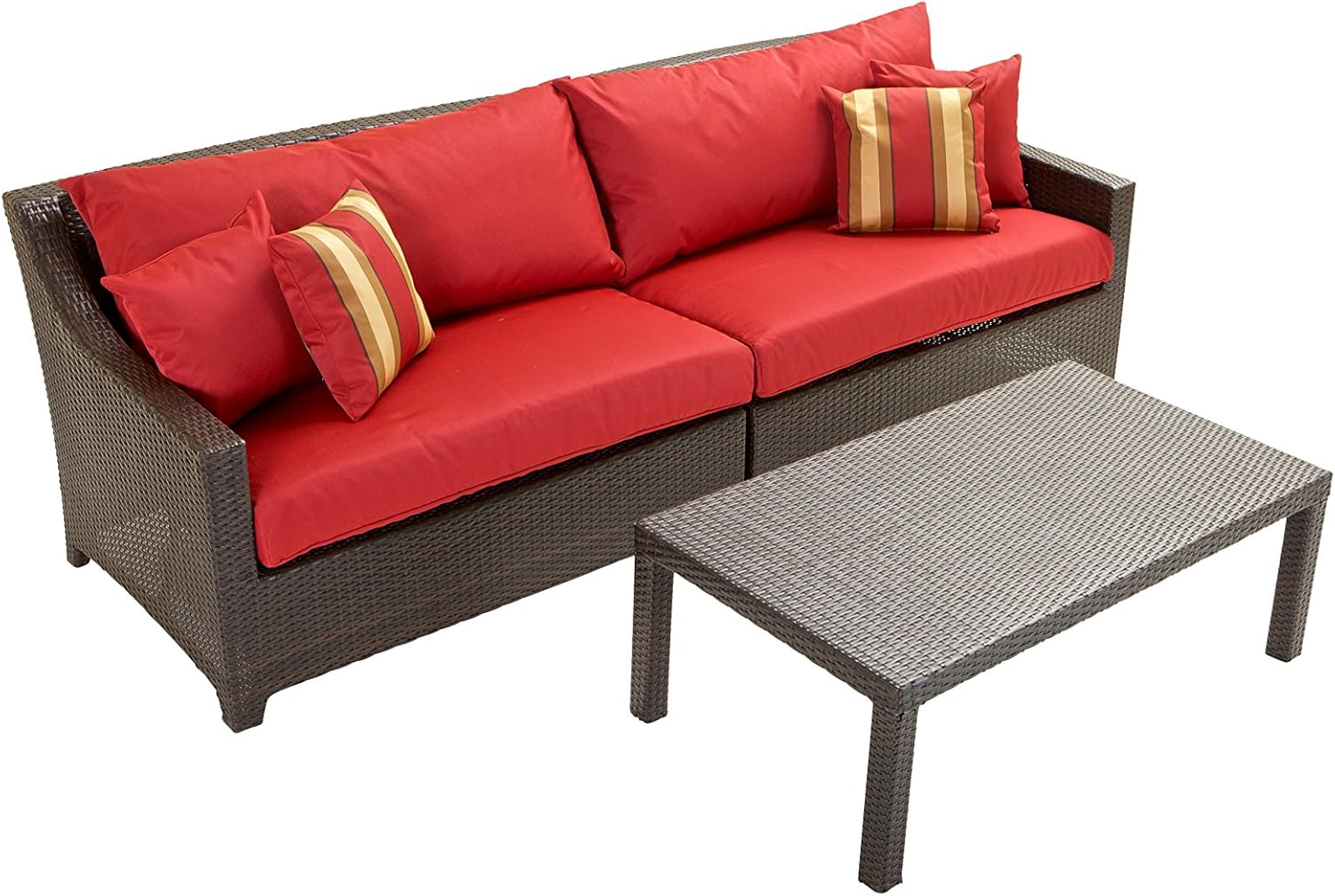 RST Brands Deco 2Piece Sofa with Coffee Table Set, Red