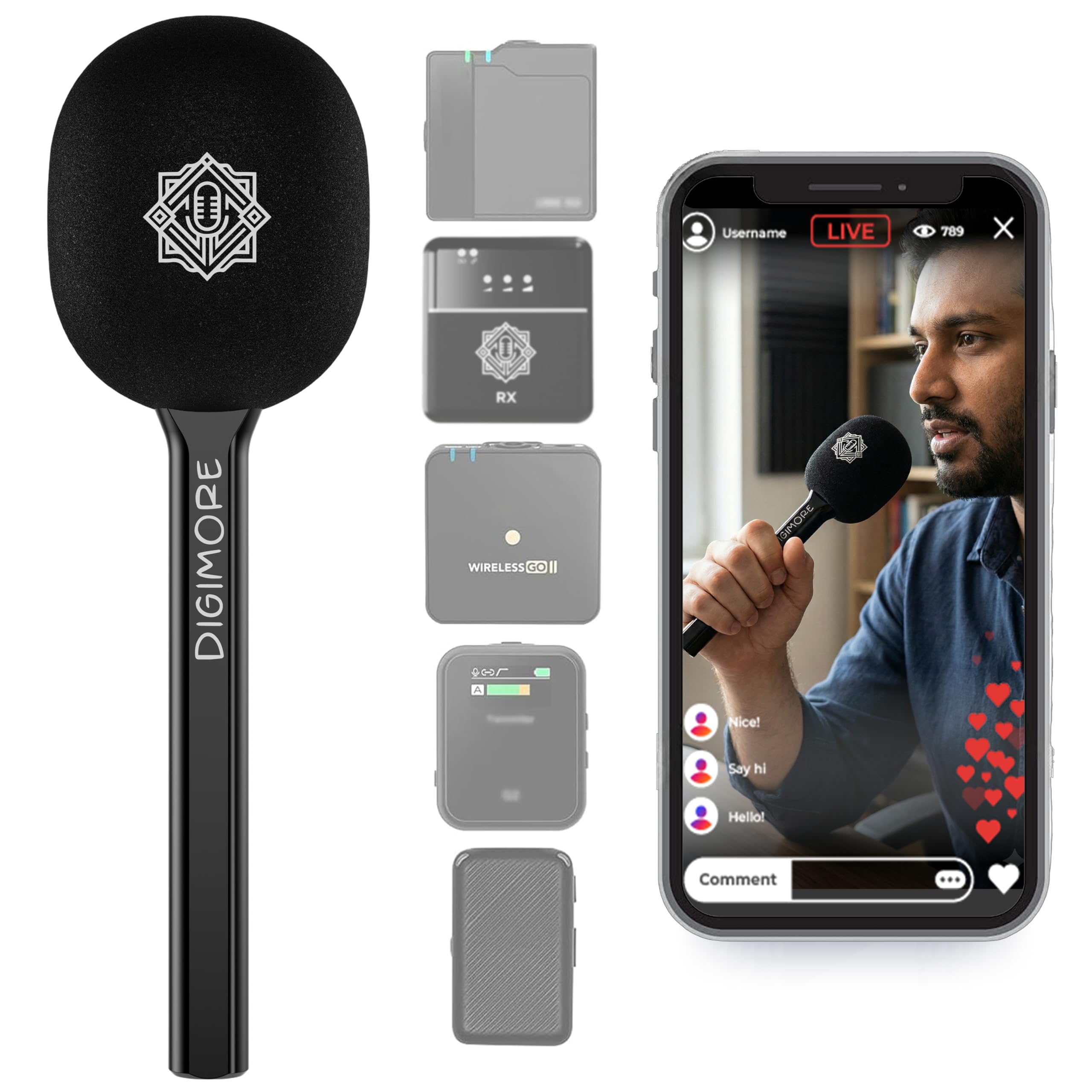 DIGIMORE Wireless Handheld Microphone Stick | Portable Plug & Play Mic with Windproof Sponge | Clear Sound, Long Range | Ideal for Live Shows, Interviews & Vlogging (D-180)-image-10