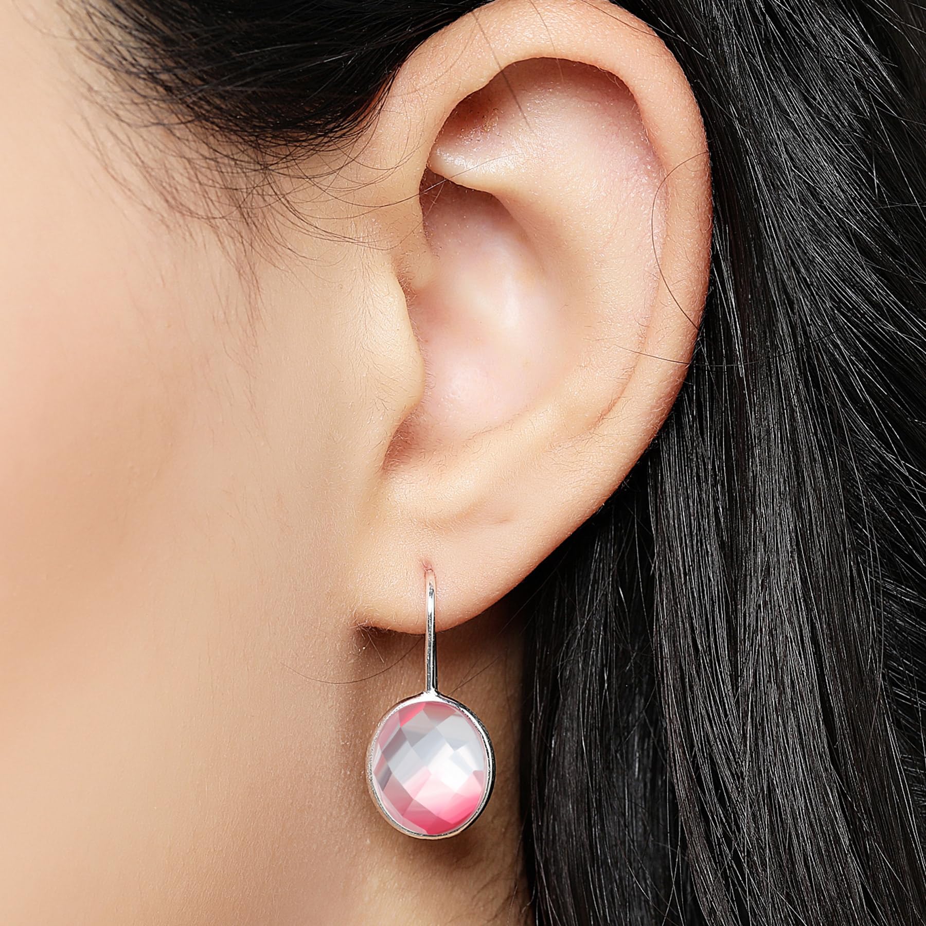 MetJakt Orecchini pendenti da donna in argento 925 con vera pietra naturale e cristalli colorati con glitter che cambiano colore, gioielli da donna, nan, cristallo