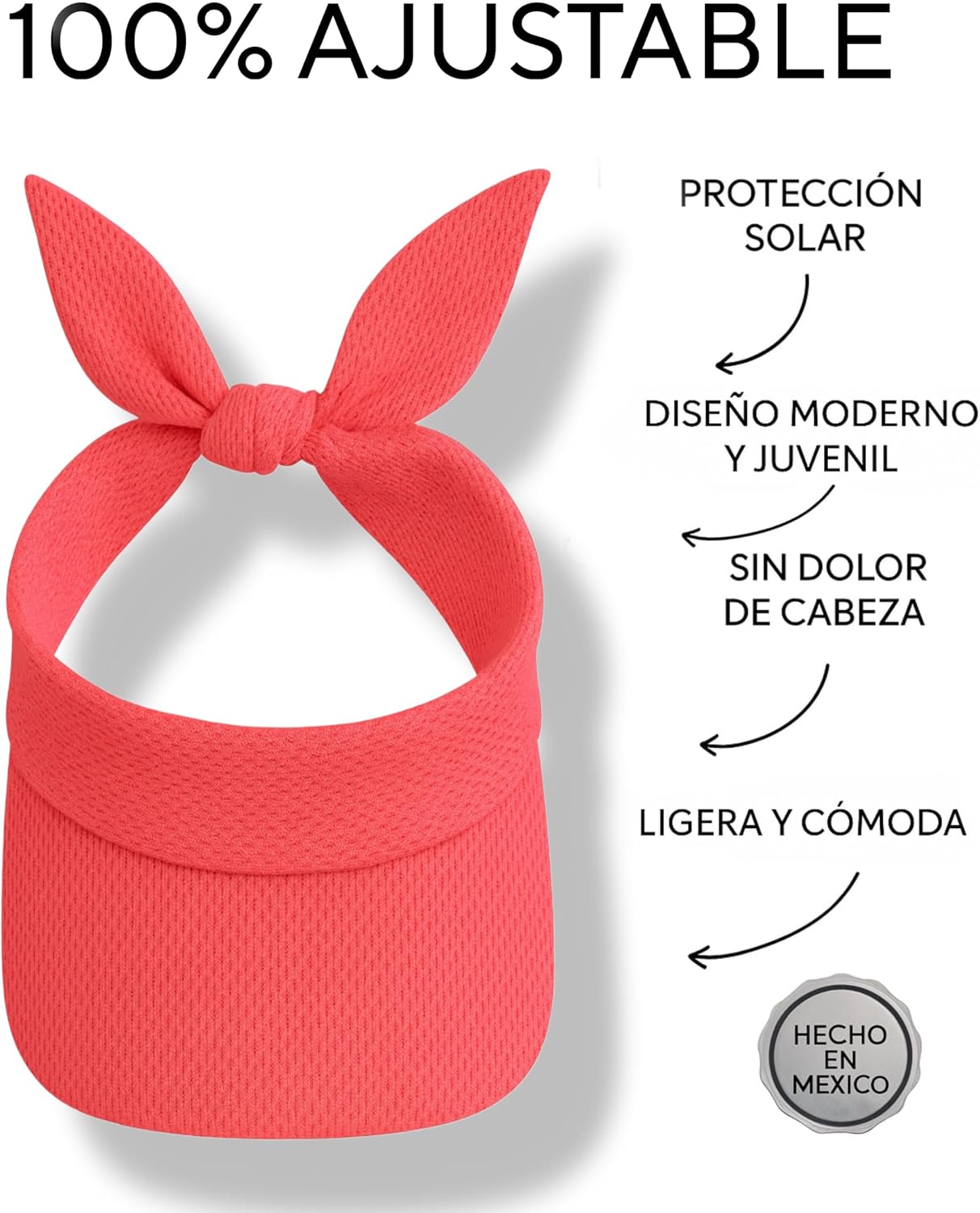 Women’s Adjustable Sports Visor – UV Protection, Lightweight for Golf, Tennis & Running, One Size, Coral