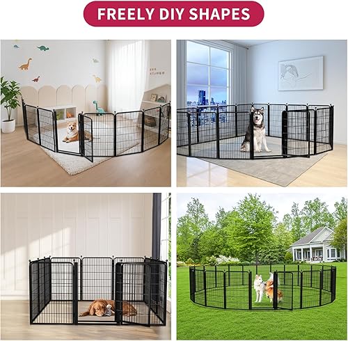 Miniatura 6 de Corralito para perros, 40 pulgadas, 8 paneles, valla para perros con puerta extra ancha, corral para mascotas anti-tropiezos, corral para perros a