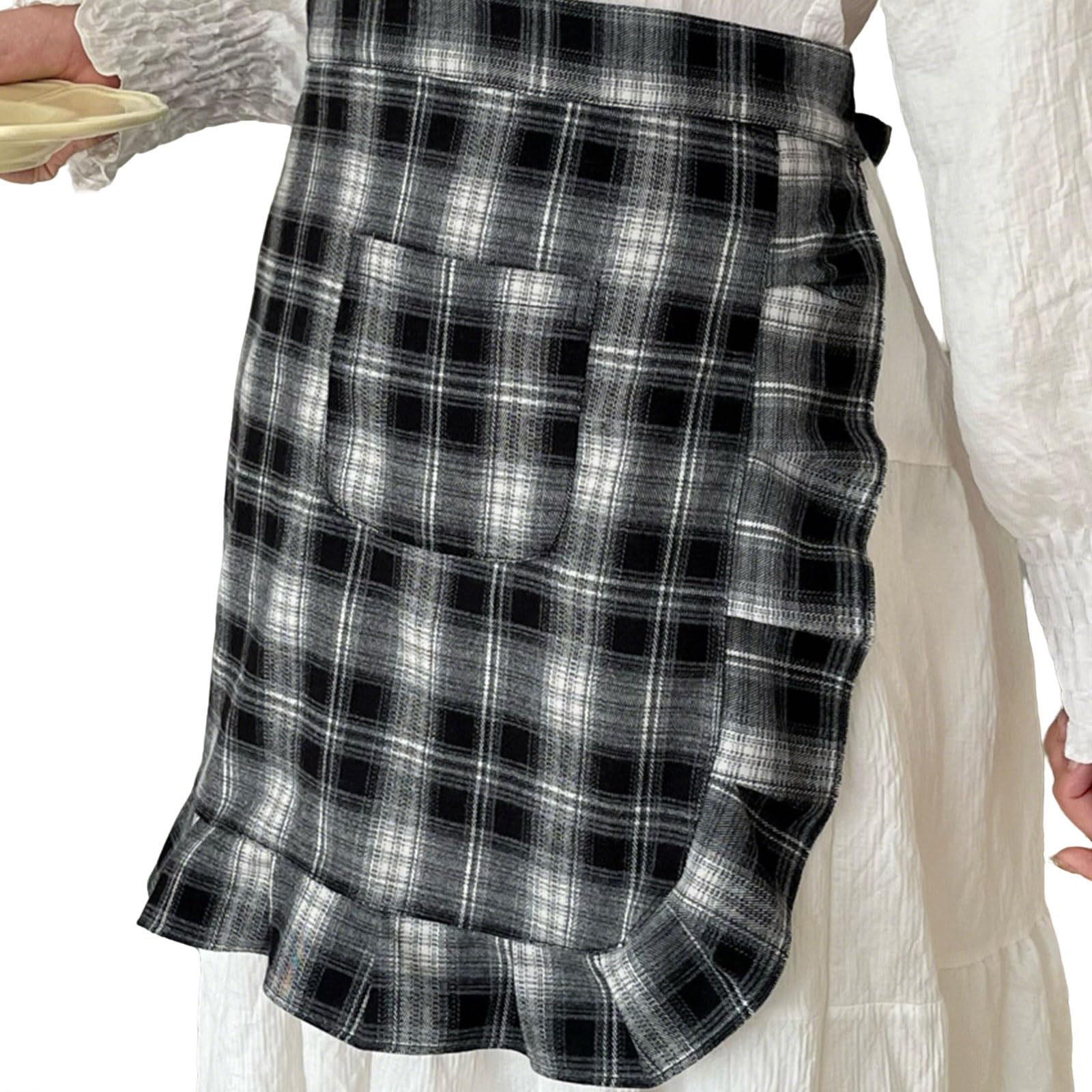 Mekalero Korean Styles Cotton Apron with Flower Pattern for Coffee Shops Cafeteria and Bakery Room Baking Supply Cook Apron for Baking