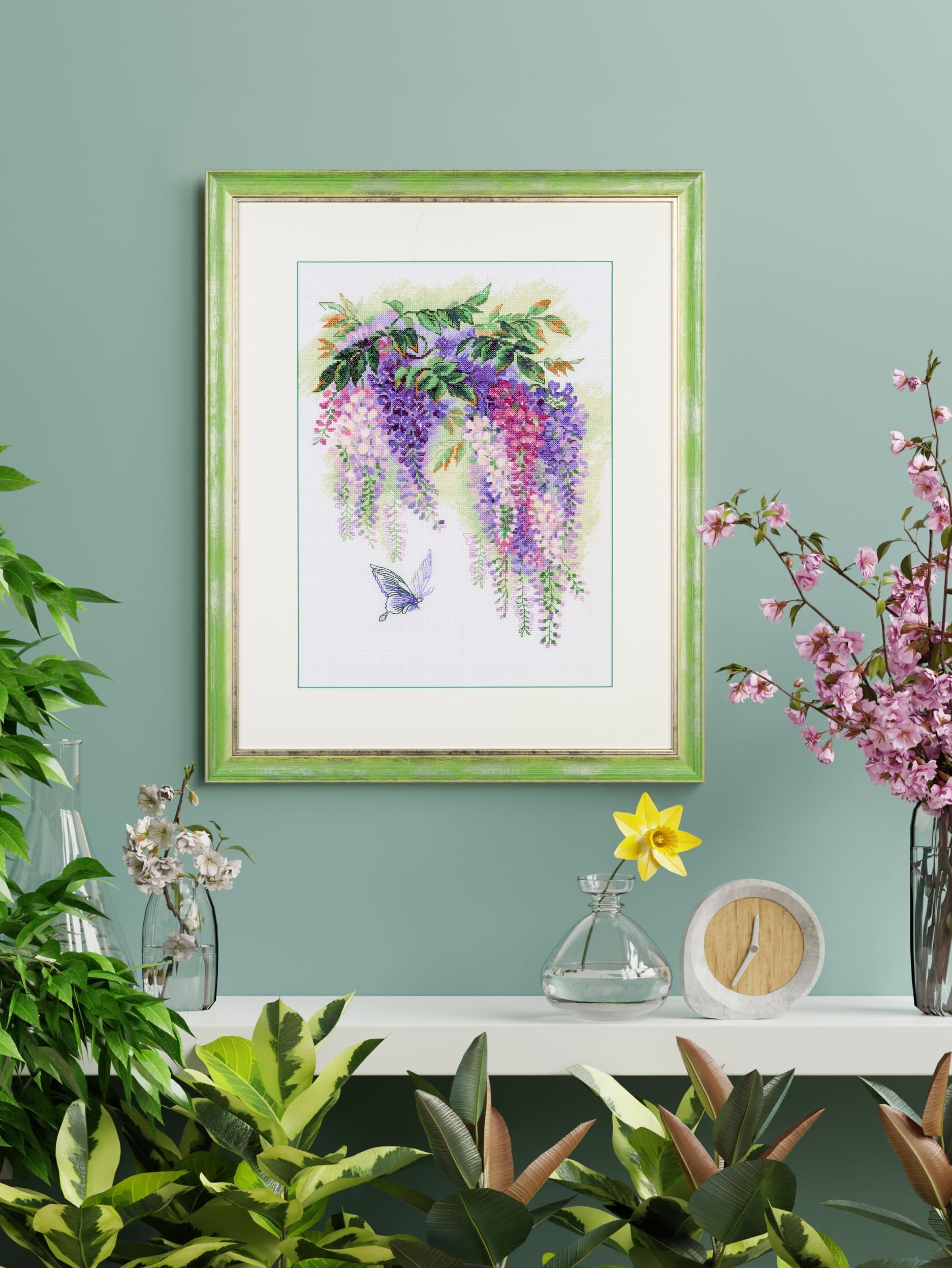 RIOLIS - Glicine 1672, Punto croce 30x40cm, Punto croce kit da ricamare, Disegni da ricamare, Embroidery kit, Set punto croce, Kit ricamo punto croce