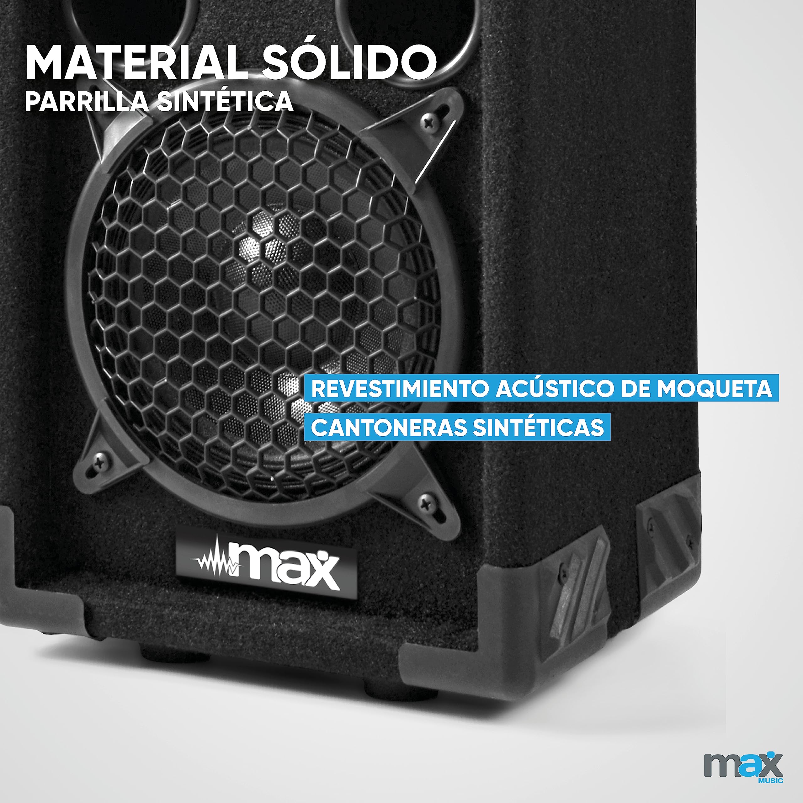 MAX26 + SPL700 – Sistema de Sonido DJ 700W con 2 Altavoces, Amplificador y Cable de 10m – Compatible con mezcladores, Controladores Midi, Smartphones y más – Potente y fácil de Instalar