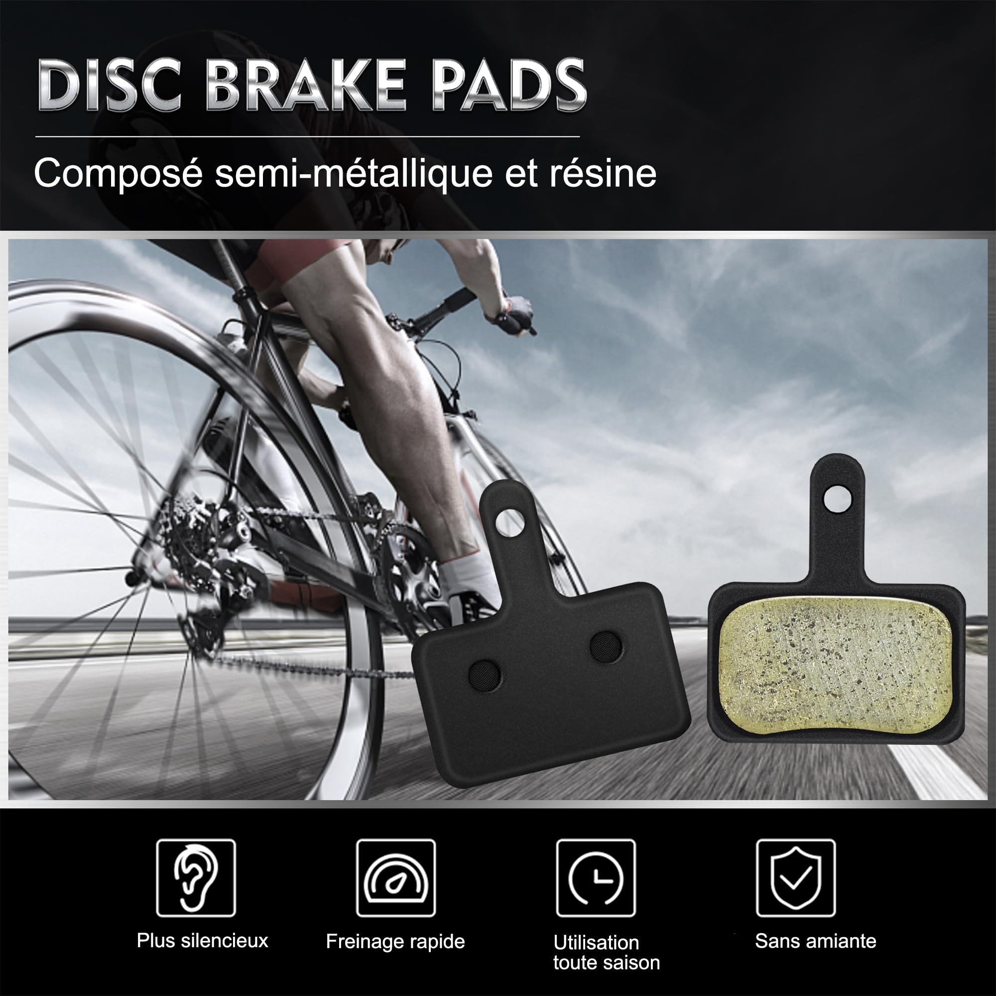Lot de 4 Plaquettes de Frein pour Vélo B01S, Disques de Frein Haute Performance pour Deore, TRP, Tektro