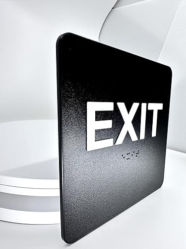 Miniatura 3 de ADA EXIT Sign Braille Grado II, 6.0 x 6.0in, cinta de doble cara (negroblanco)