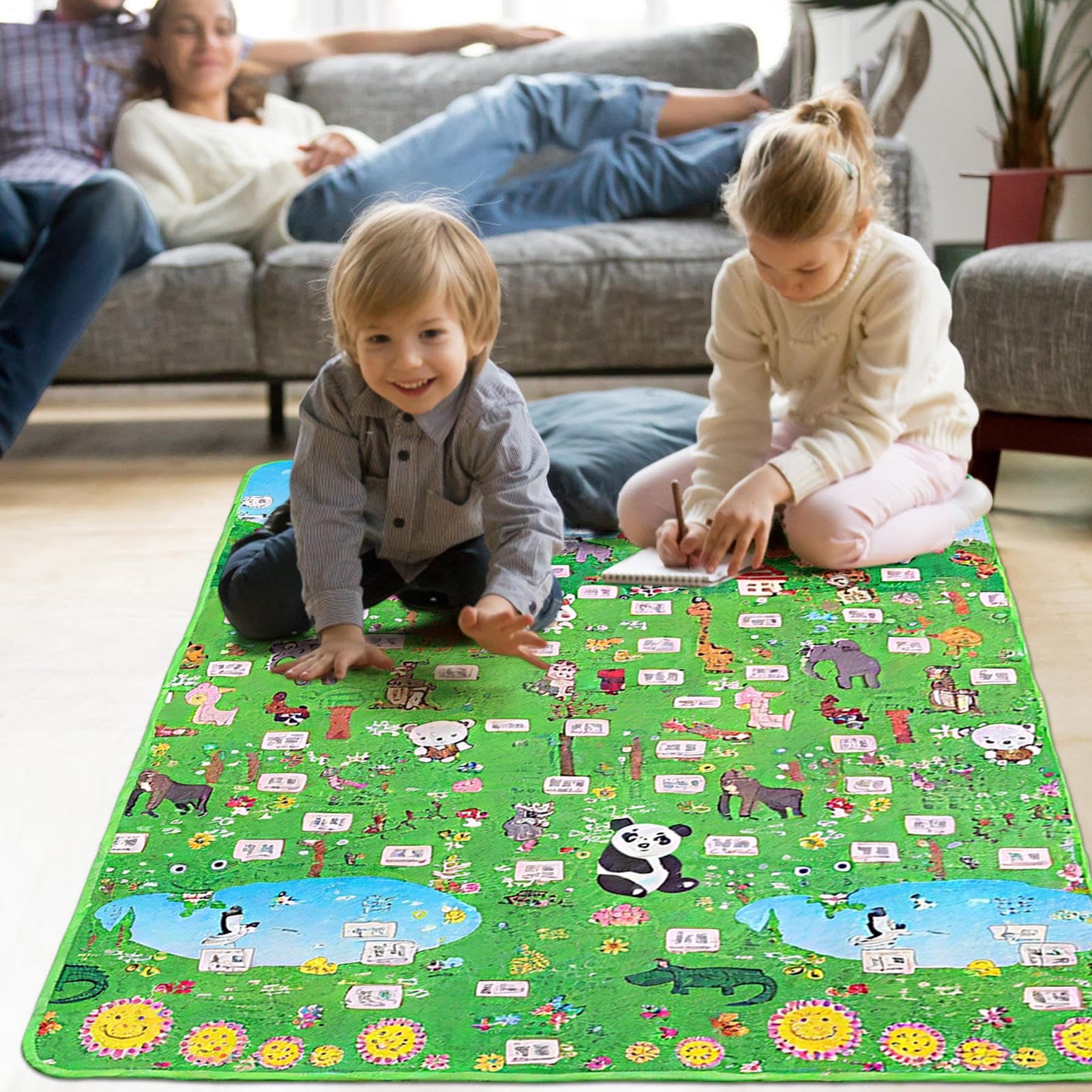 Alfombra de Juego Infantil Alfombra Plegable para el Gateo 200 x 180 cm en