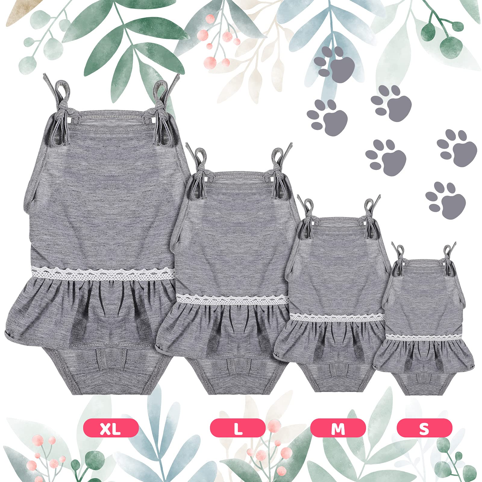 Frienda 3 pañales para Perro, higiénicos para Perros con Correa Ajustable, Pantalones de Tirantes para niña, Perro, Peluche, Corgi, Bulldog francés, Cachorro (L)