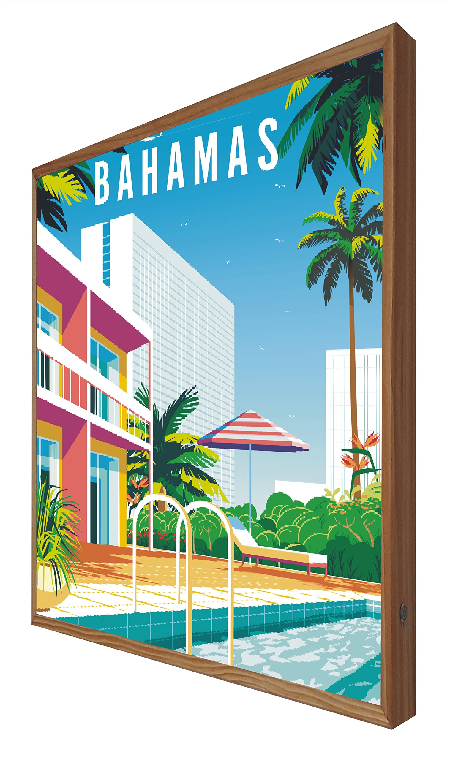 Affiche vintage retro Bahamas lumineuse finition premium LED