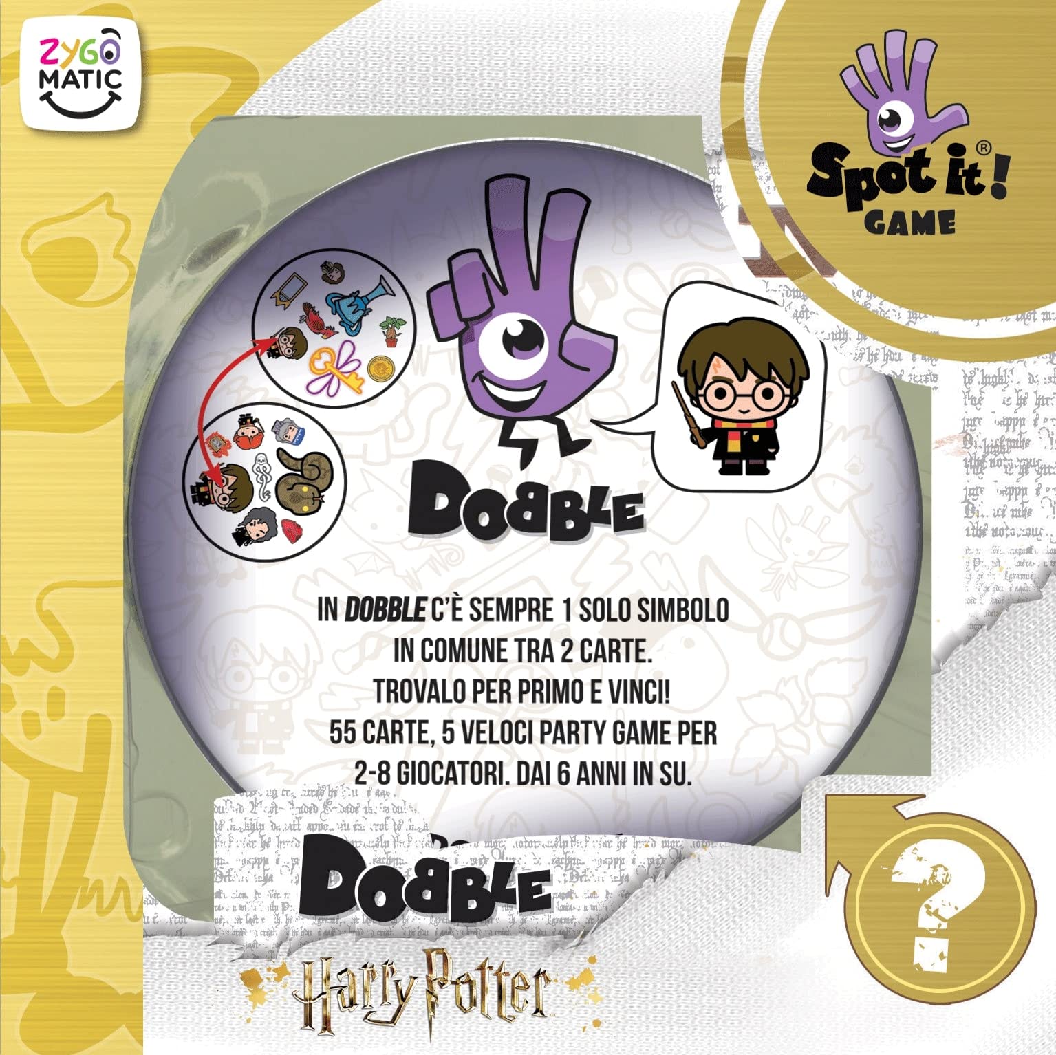 Asmodee - Dobble: Harry Potter - Gioco da Tavolo per Tutta la Famiglia, 5 Party Game per 2-8 Giocatori, 6+ Anni, Edizione in Italiano