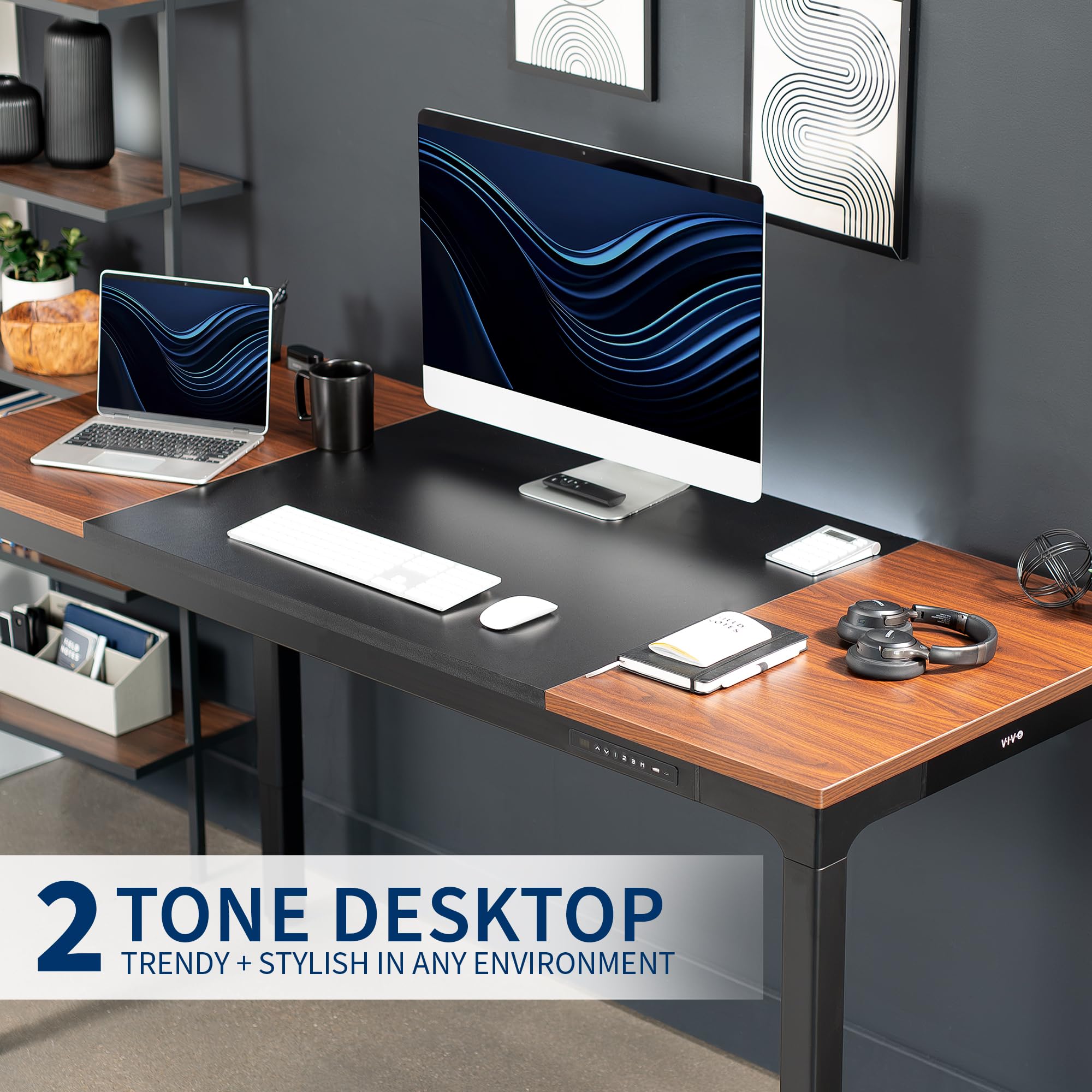 VIVO Premium Electric 71 x 30 inch Height Adjustable Memory Stand Up Desk Black 4-Leg Quad Motor Frame — view 8