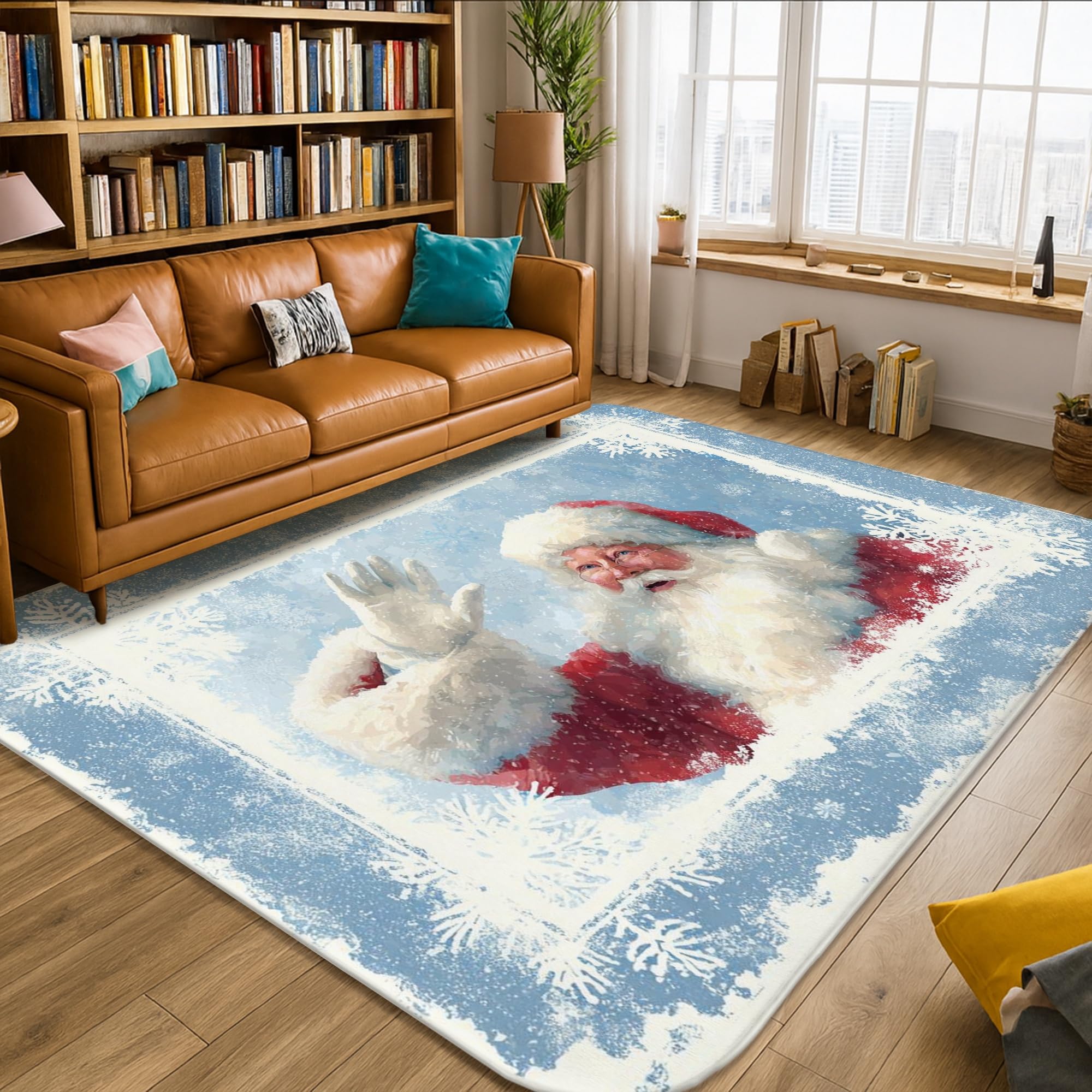 Tapis Père Noël anti-peluche pour salon et chambre