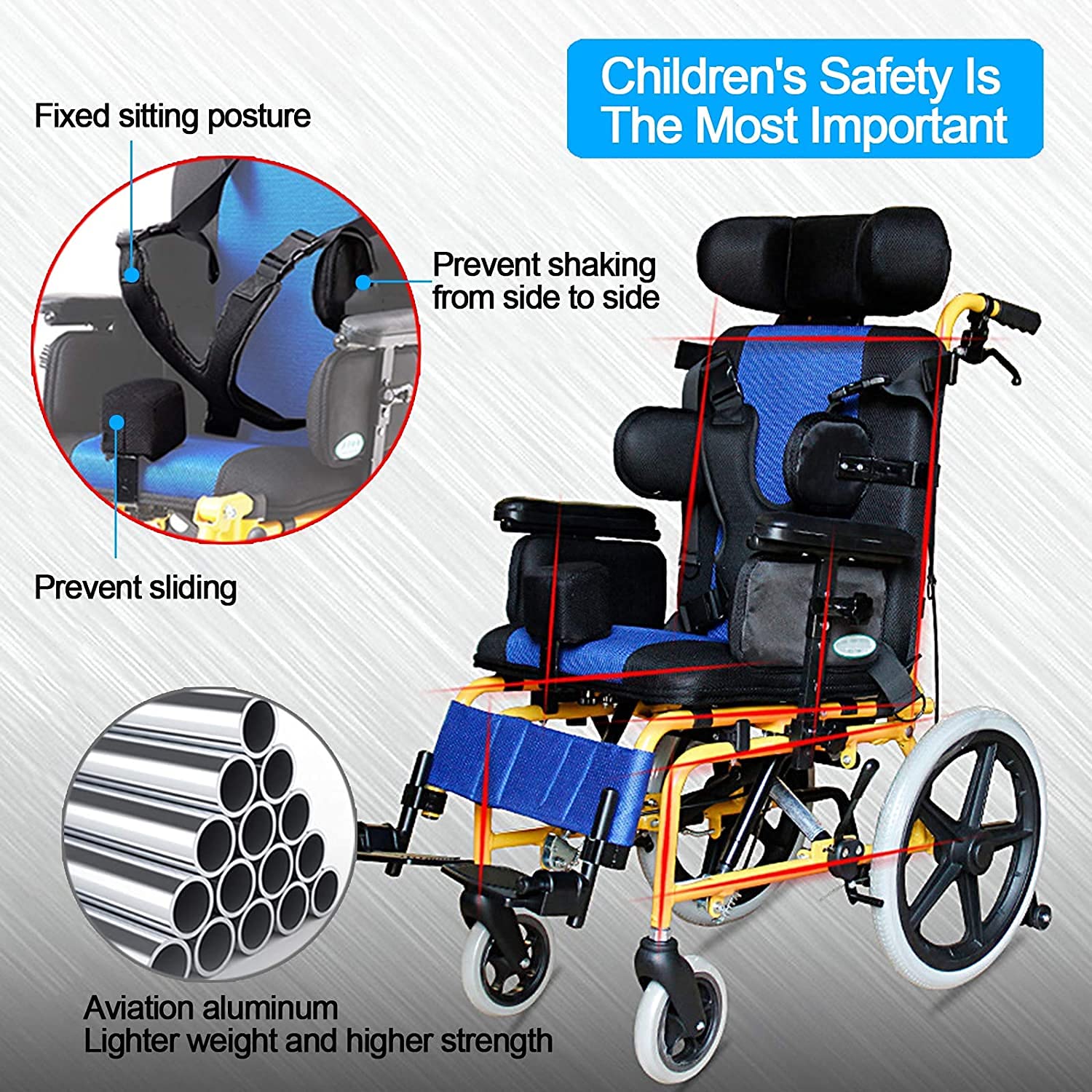 LhYu Adjustable Wheelchair Lightweight Driving Medical Full Lying