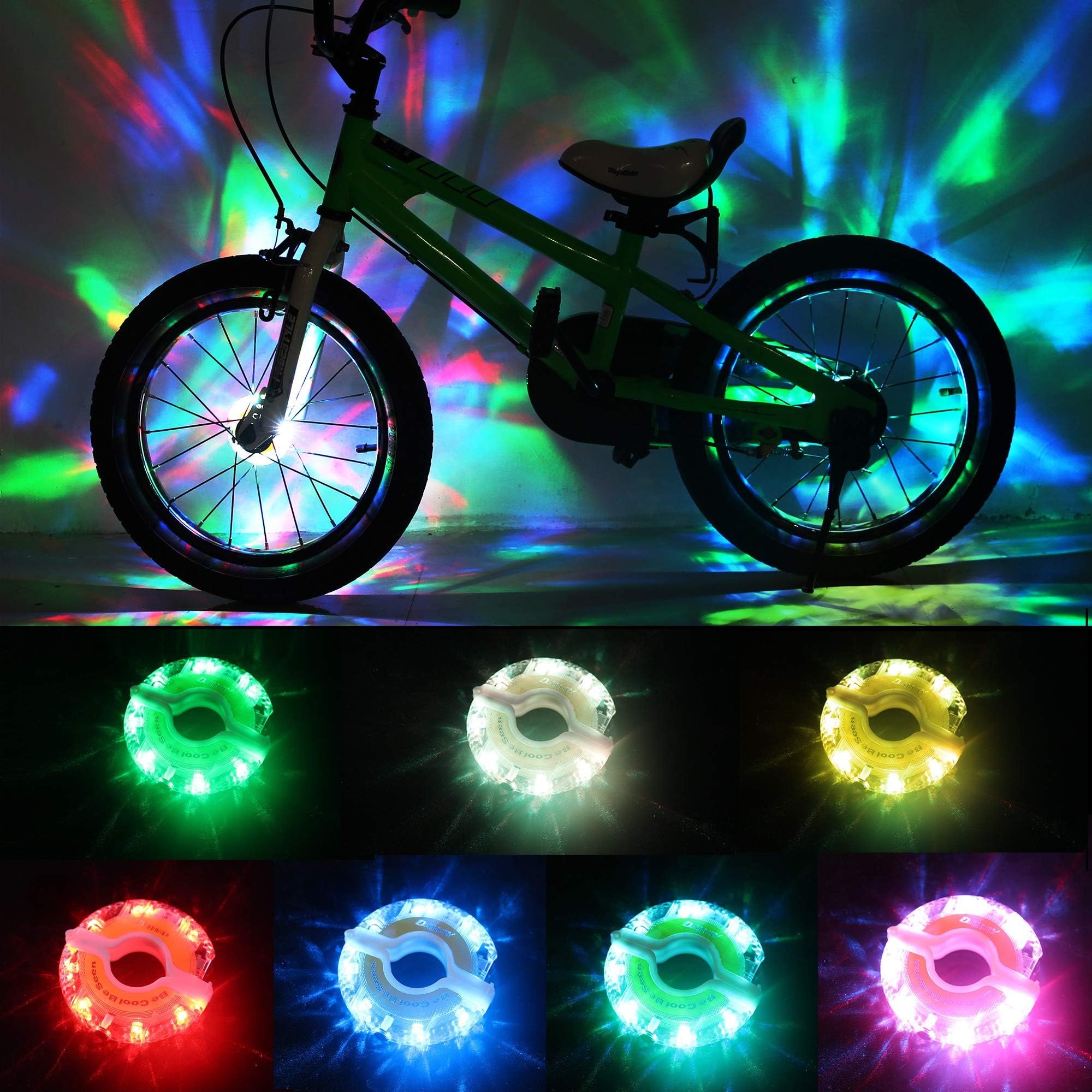 DAWAY Rechargeable Bike Wheel Lights - A16 Cool Led Bicycle Tire Lights, Safety Kids Adults Bike Hub Accessories for Boys Girls Men Women, Waterproof Bright Spoke Lights, Gifts for Cycling Disco Party