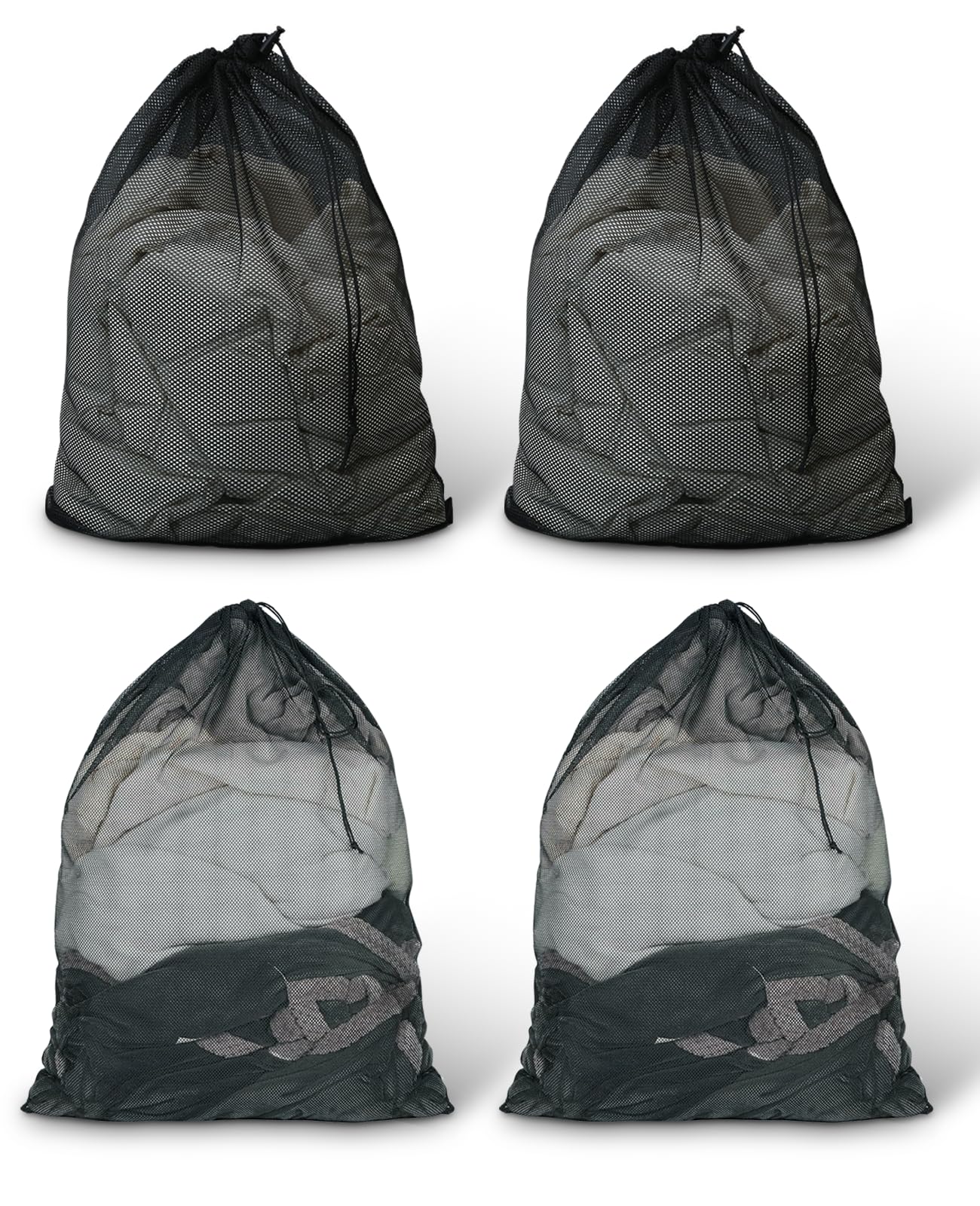 Ninnyi Black 4 Pcs Mesh Laundry Bag, 70X90cm Laundry Bags With Drawstring For Washing Machine
