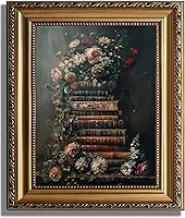 ASTRDECOR Framed Vintage Floral Wall Art 12x16 - Moody Dark Academia Flowers Oil Painting Canvas Decor for Living Room Office Study