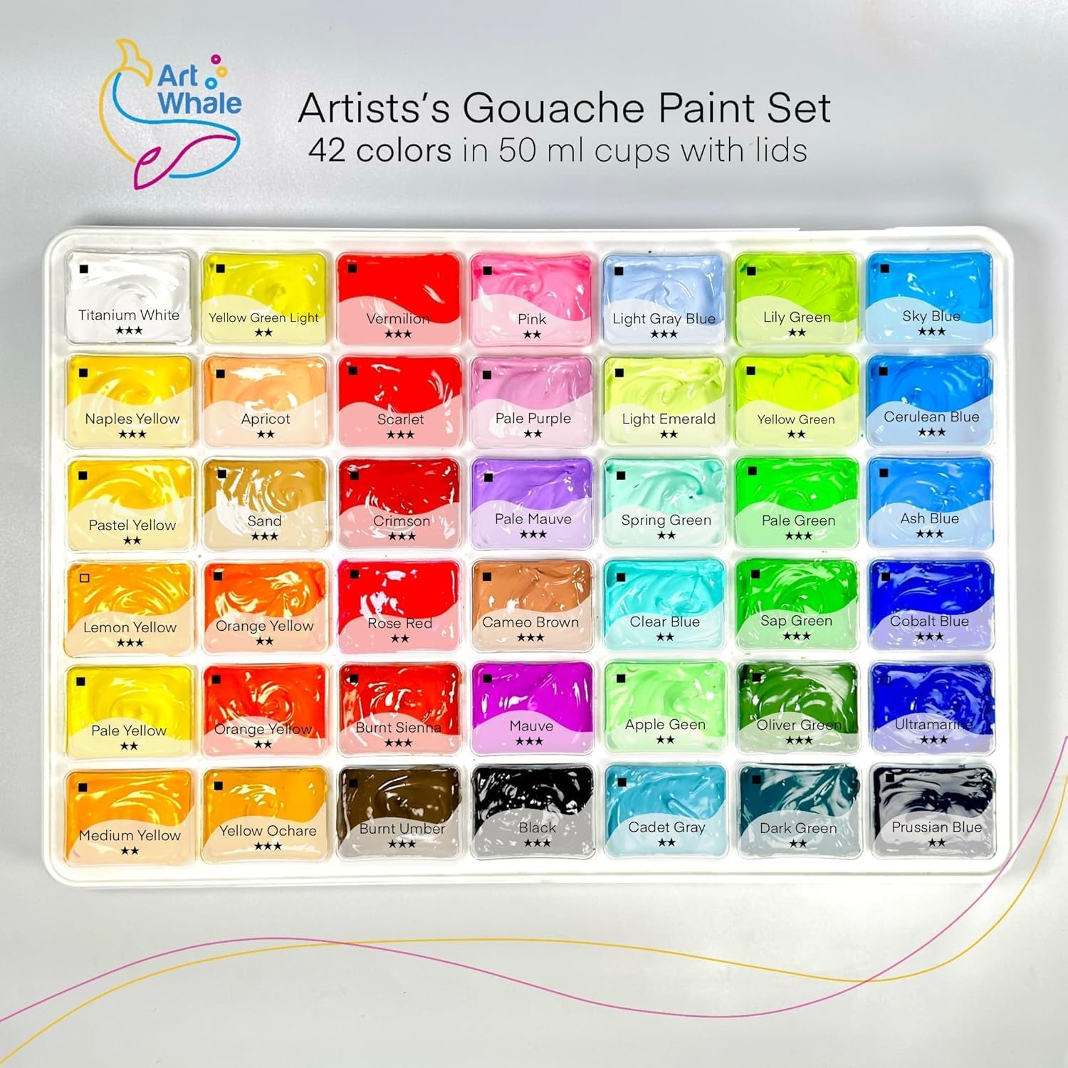 Gouache and Watercolor Artist Bundle - 42 Colors Gouache Paint Set + 2 Watercolor Paper Pads, 24 Sheets Each, 140 lb, Textured Surface - Professional Art Supplies for Students, Beginners, Ad