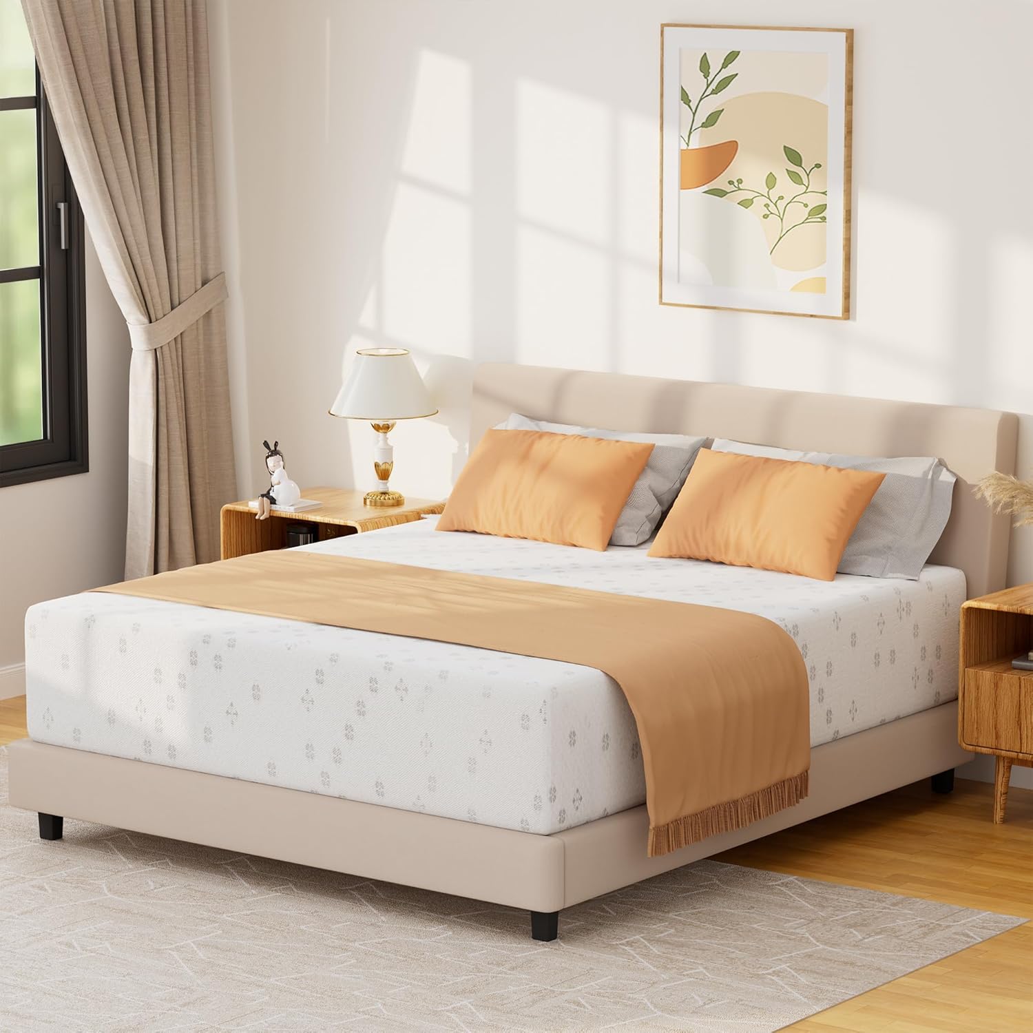 King Mattress 10 Inch Memory Foam Mattress in a Box, Gel Memory Foam or Lumbar Support,Medium Firm,Made in USA,Pressure Relief,CertiPUR-US Certified