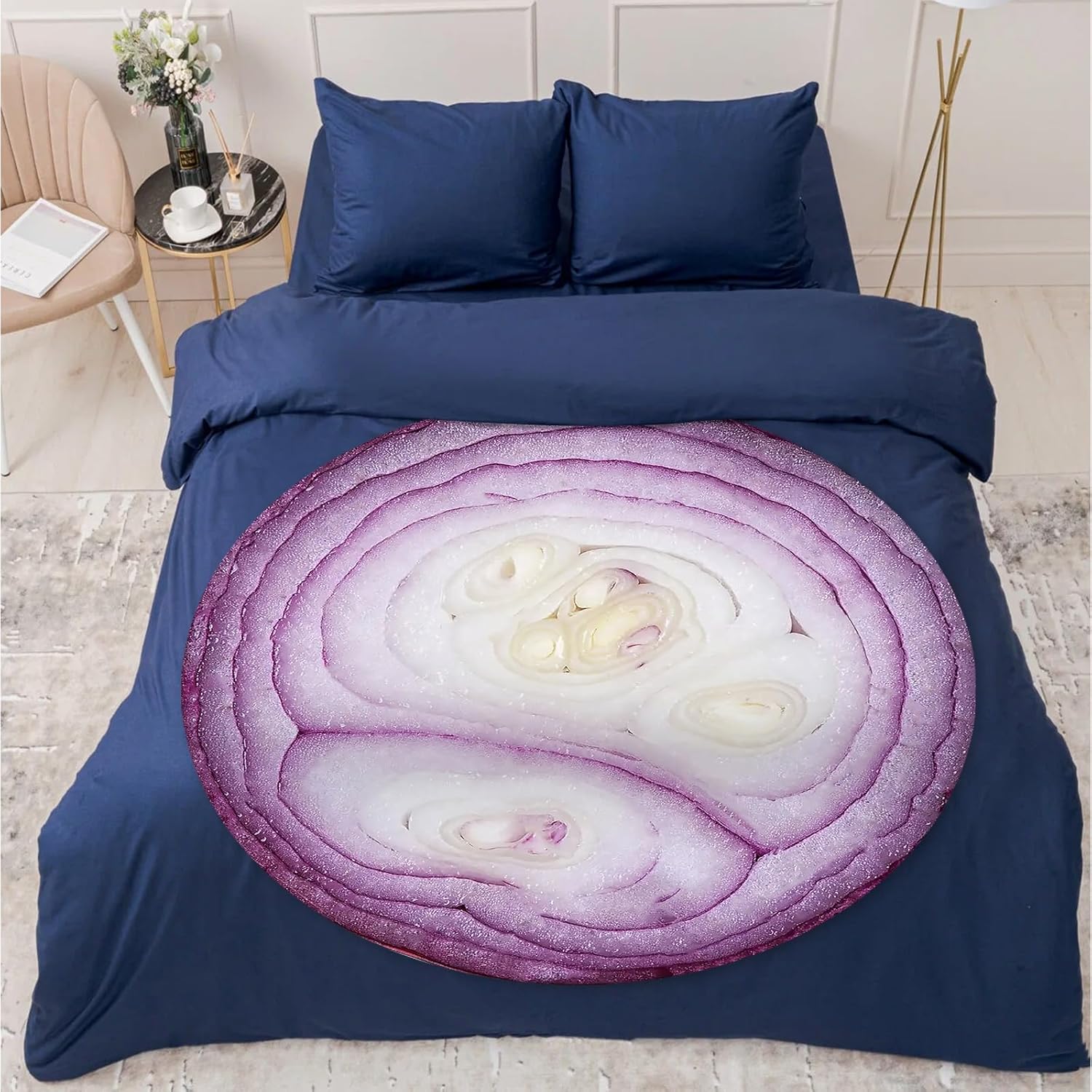 Funny Onion Blanket for Adult and Kids, Soft Flannel Round Novelty Onion Blankets for Bedding, Giant Onion Blanket Gifts for Sofa 71 Inches