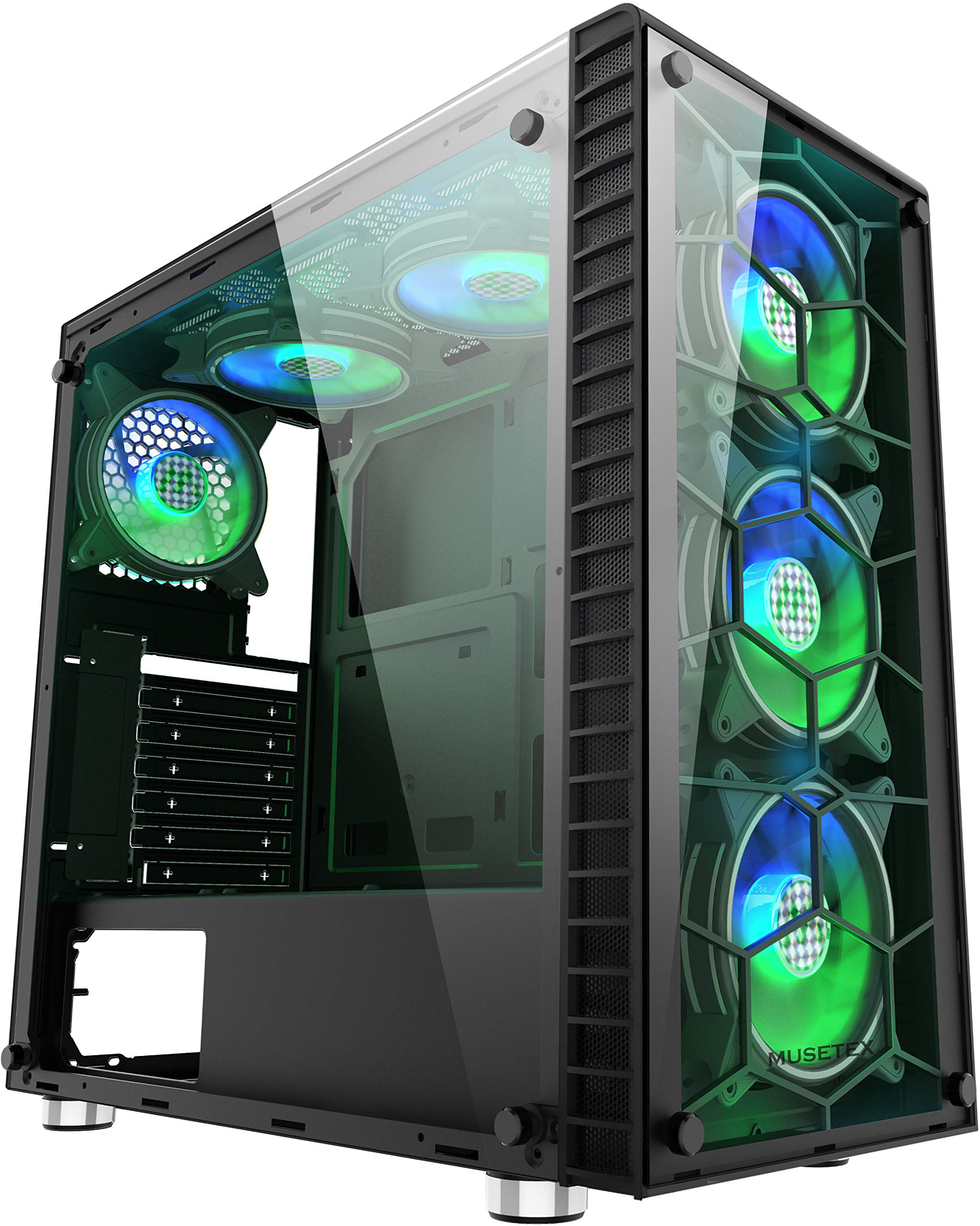 Buy MUSETEX 6pcs ARGB Fans PreInstalled, USB 3.0 Tempered Glass ATX