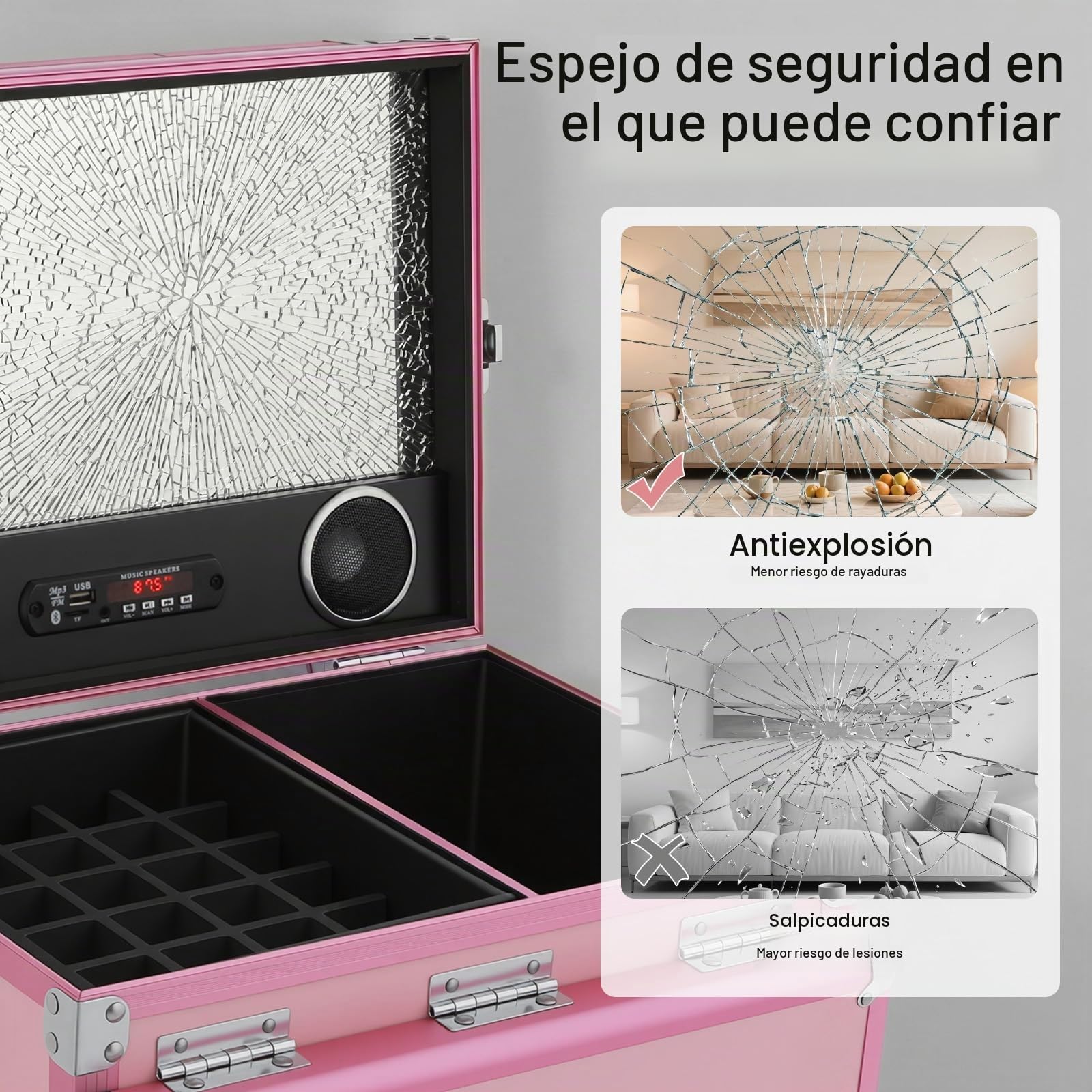 Maleta de maquillaje rosa para cosméticos, para peluquería, maletín de maquillaje, maletín de uñas, estuche de belleza, peluquero, maletín con ruedas