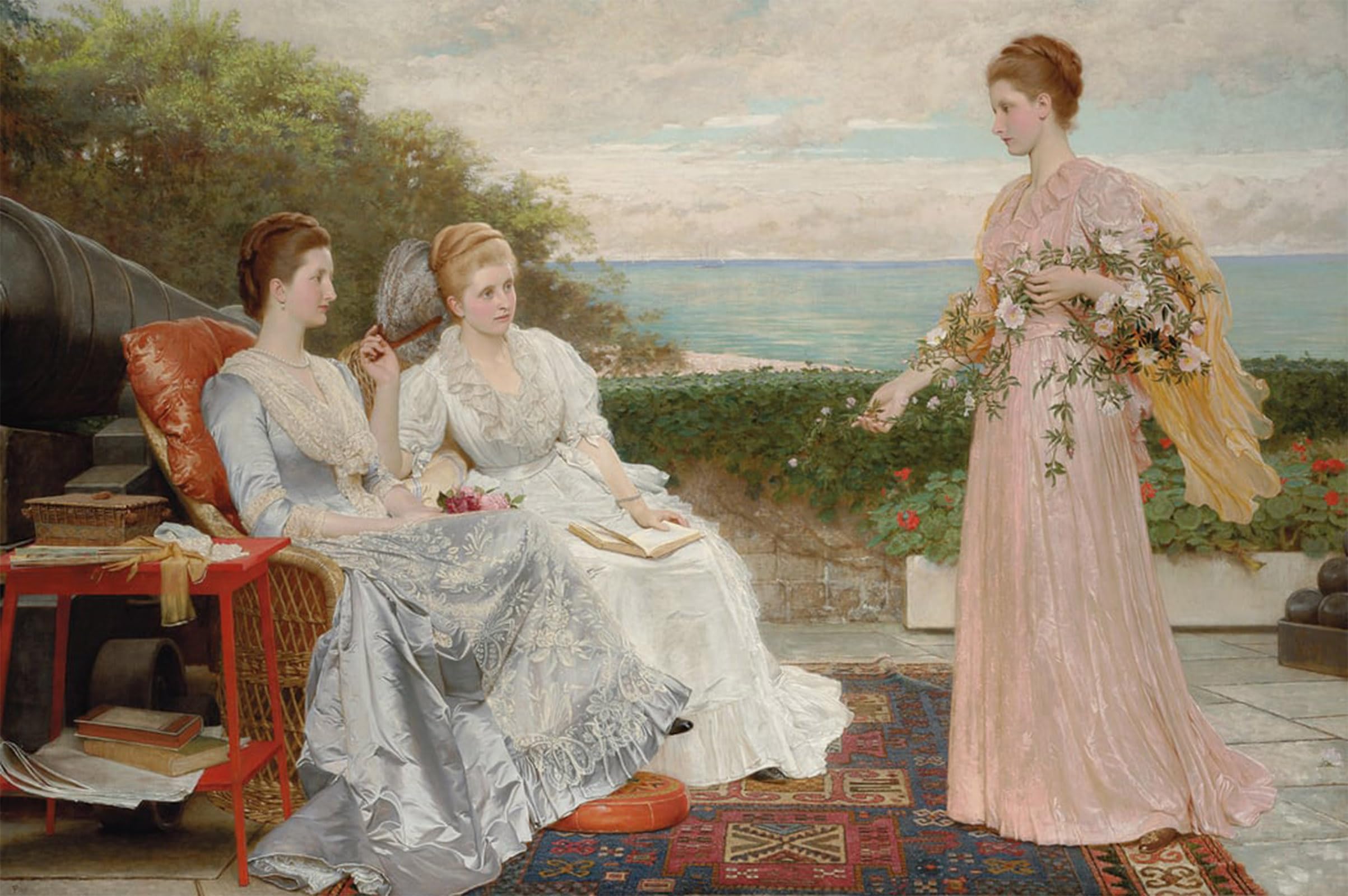 POSTERIIk Vintage Classic Picture Landscape Artwork the Ramparts Walmer Castle Portraits of the Countess Granville by Charles Edward Perugini Portrait Canvas Painting for Office Home Decor 60x90cm