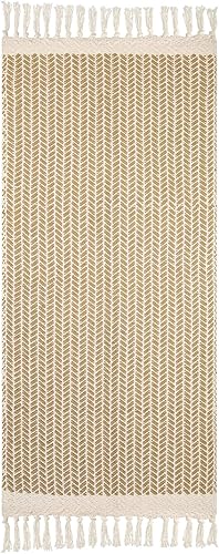 Miniatura 7 de Lanffia Alfombra de pasillo de cocina estilo bohemio de 2 x 4.3 pulgadas, lavable de algodón con borlas, alfombra pequeña para entrada, fregadero,