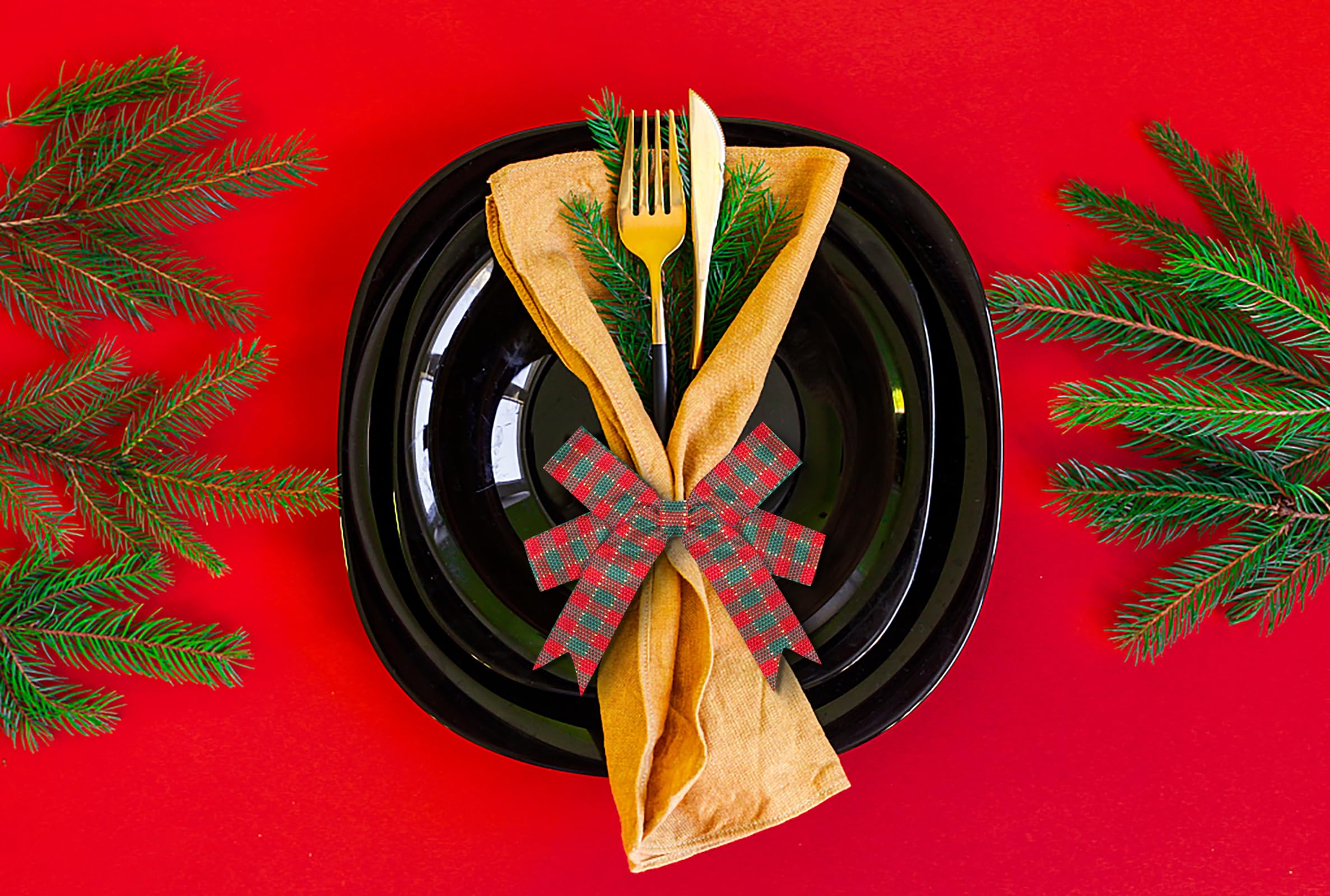 ALIBBON 7 rollos de cinta de grogrén para árbol de Navidad de 35 yardas de 3/8 pulgadas, cintas de grogrén para manualidades, decoración de Navidad, cintas de cuadros rojos y verdes para envolver
