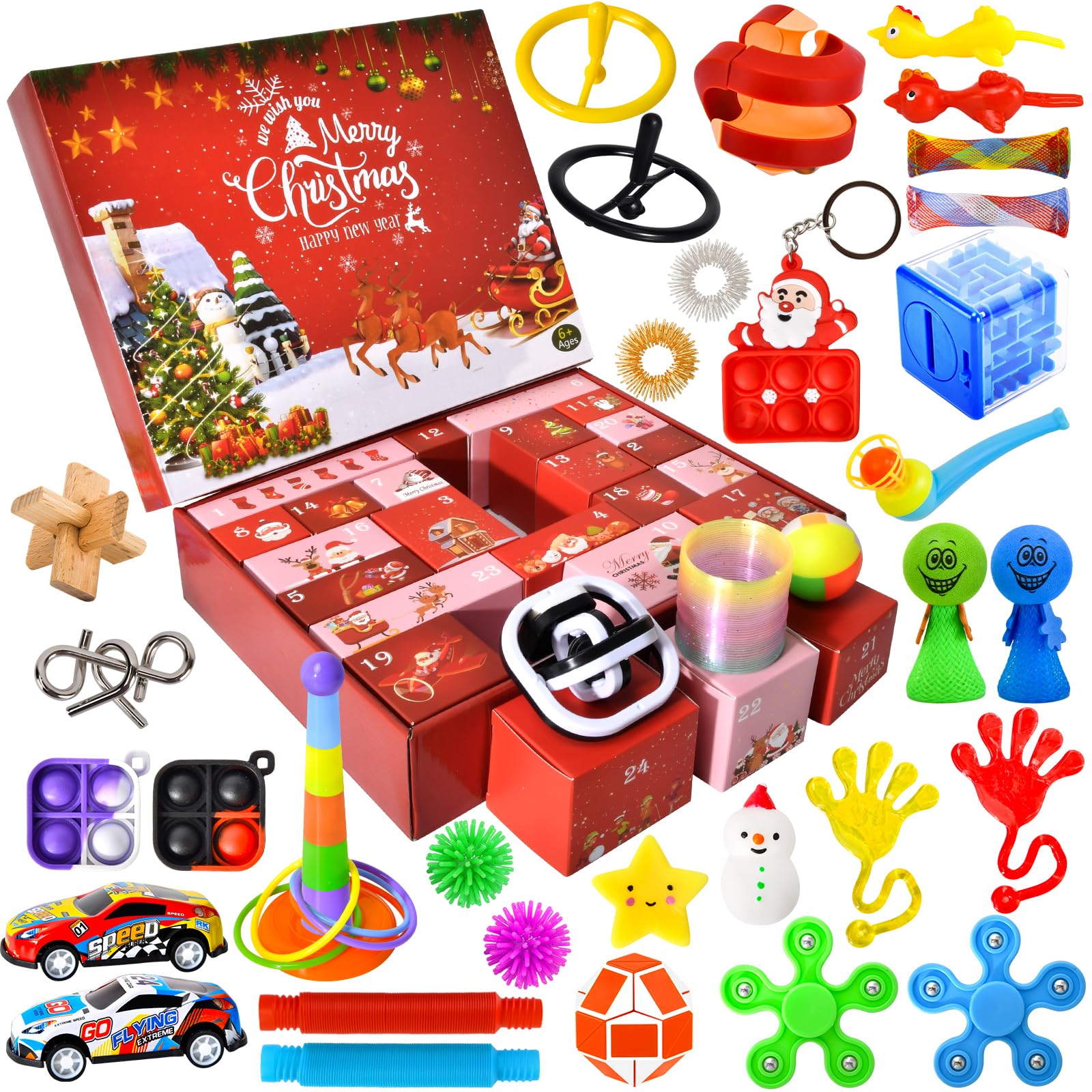 Fidget Christmas Countdown Calendar-Advent Calendar 2025 for Kids-24 Days Surprise Xmas Present Box-Holiday Christmas Count Down Advent Calendars Toy for Boys Girls Teens Adults