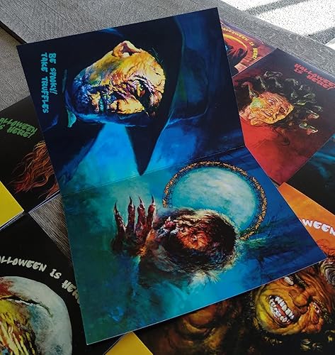 Miniatura 4 de PIXILUV HALLOWEEN MONSTERS Tarjetas de felicitación 12 tarjetas grandes  Personajes de Halloween y retratos de monstruos  Reimpresión de postales de