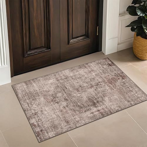 Hazo Haus 2x3 Rustic Brown Farmhouse Medallion Rug