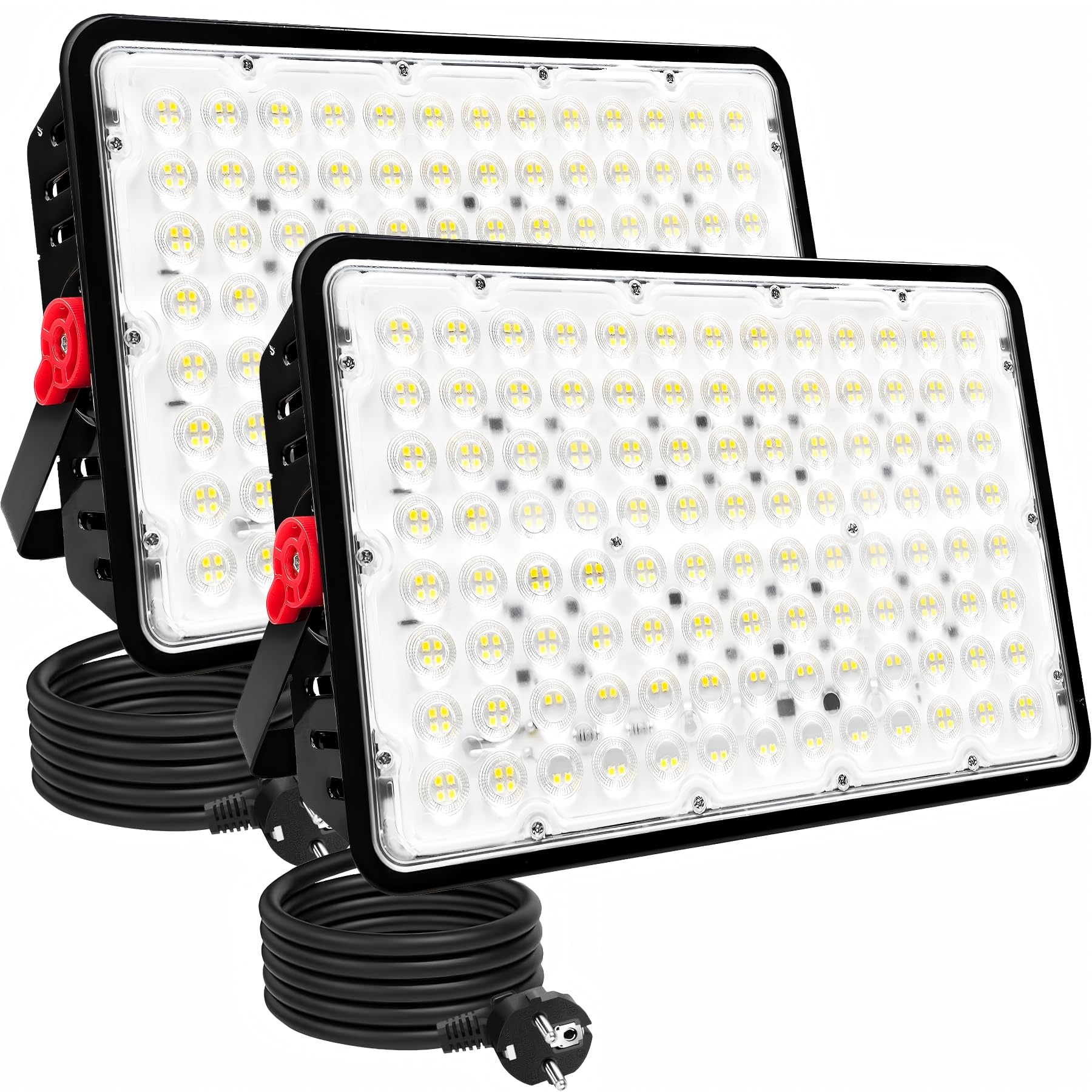 Faretto LED da Esterno 400W, 2 Pezzi Faro LED da Esterno con Spina, Super Luminosa 40000LM 6500K Bianco Freddo Faretti Led Esterno IP66 Impermeabile Faro led per Giardino,Cortile,Garage,Corridoio